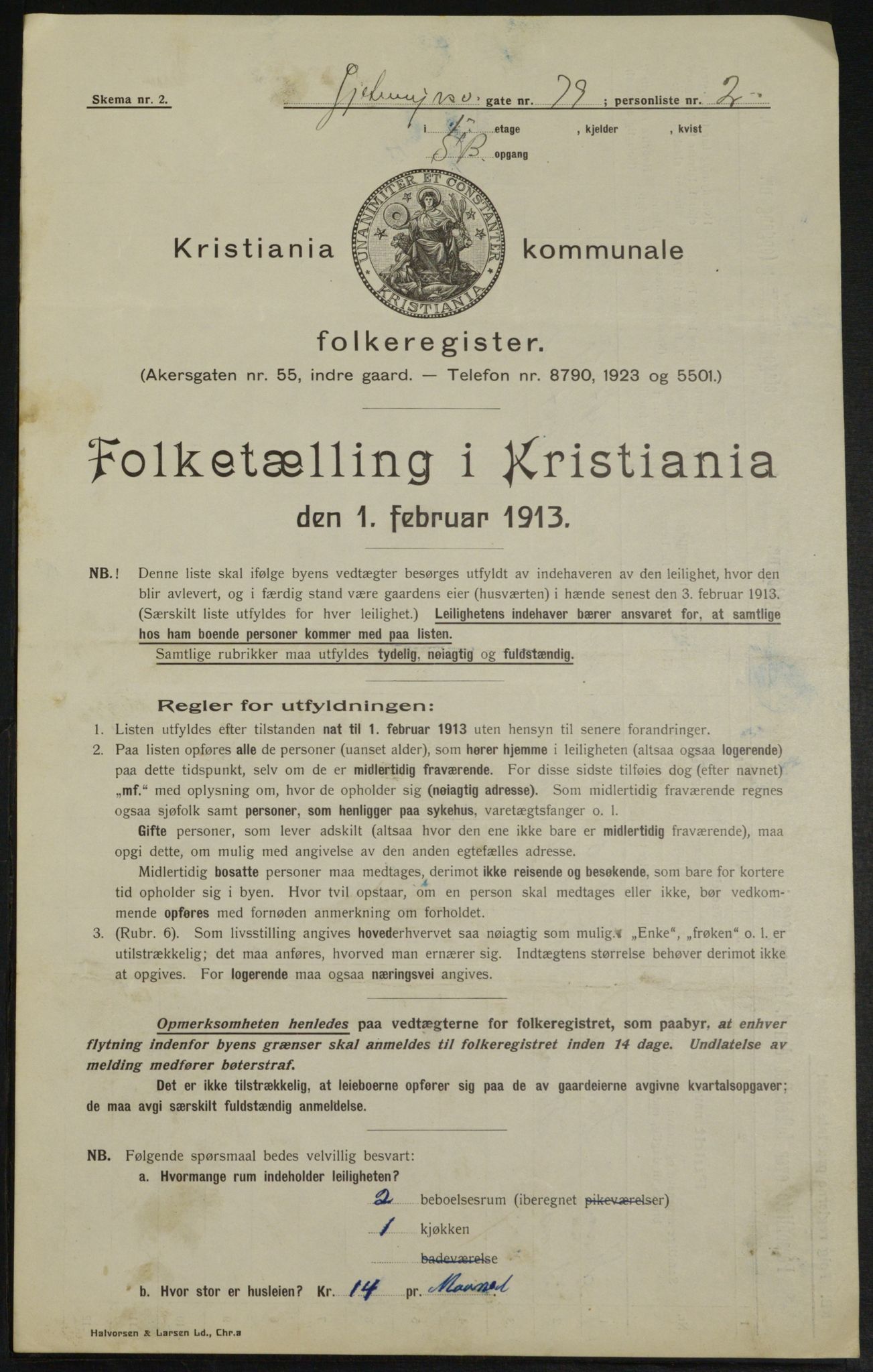 OBA, Municipal Census 1913 for Kristiania, 1913, p. 29168