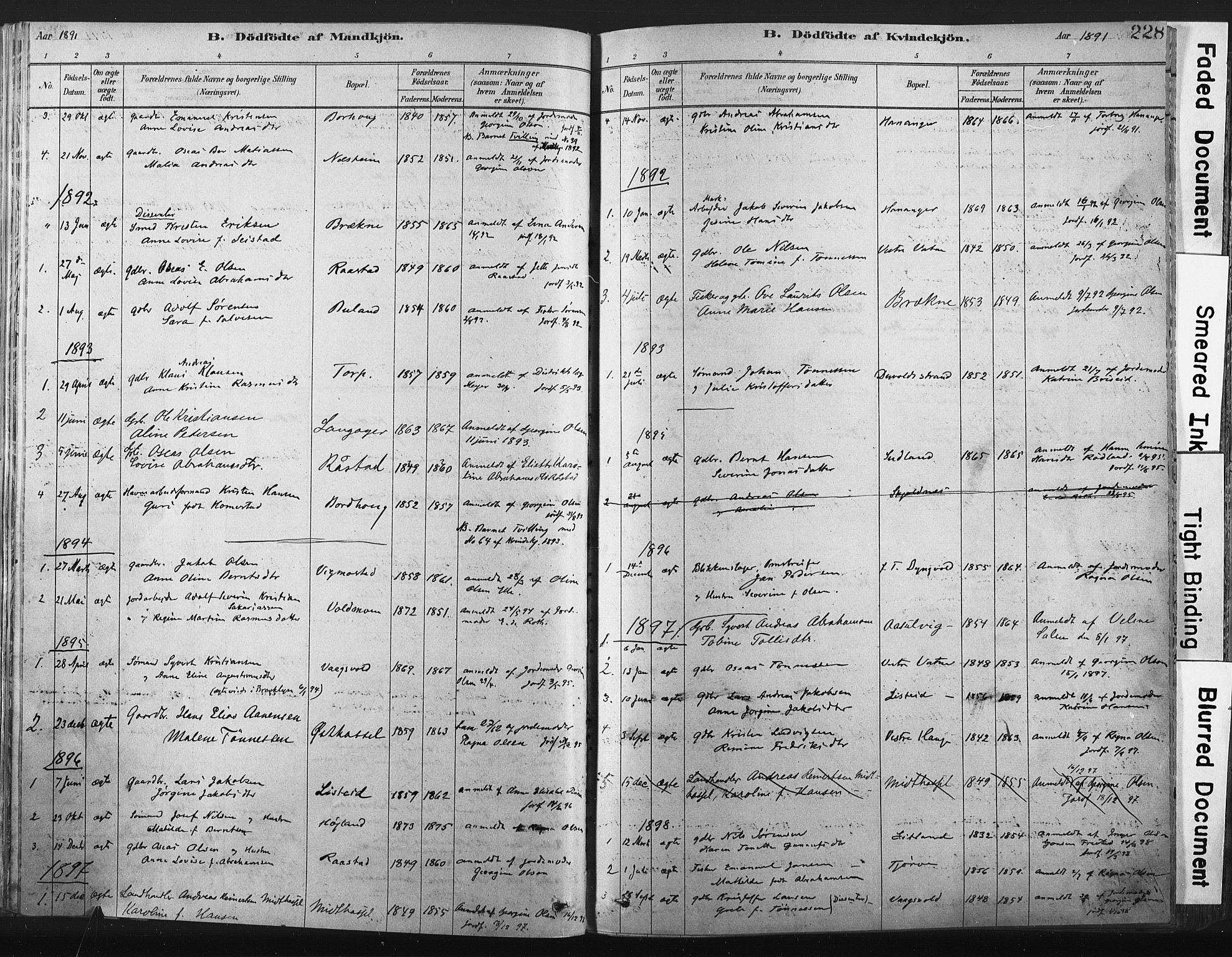 Lista sokneprestkontor, AV/SAK-1111-0027/F/Fa/L0012: Parish register (official) no. A 12, 1879-1903, p. 228