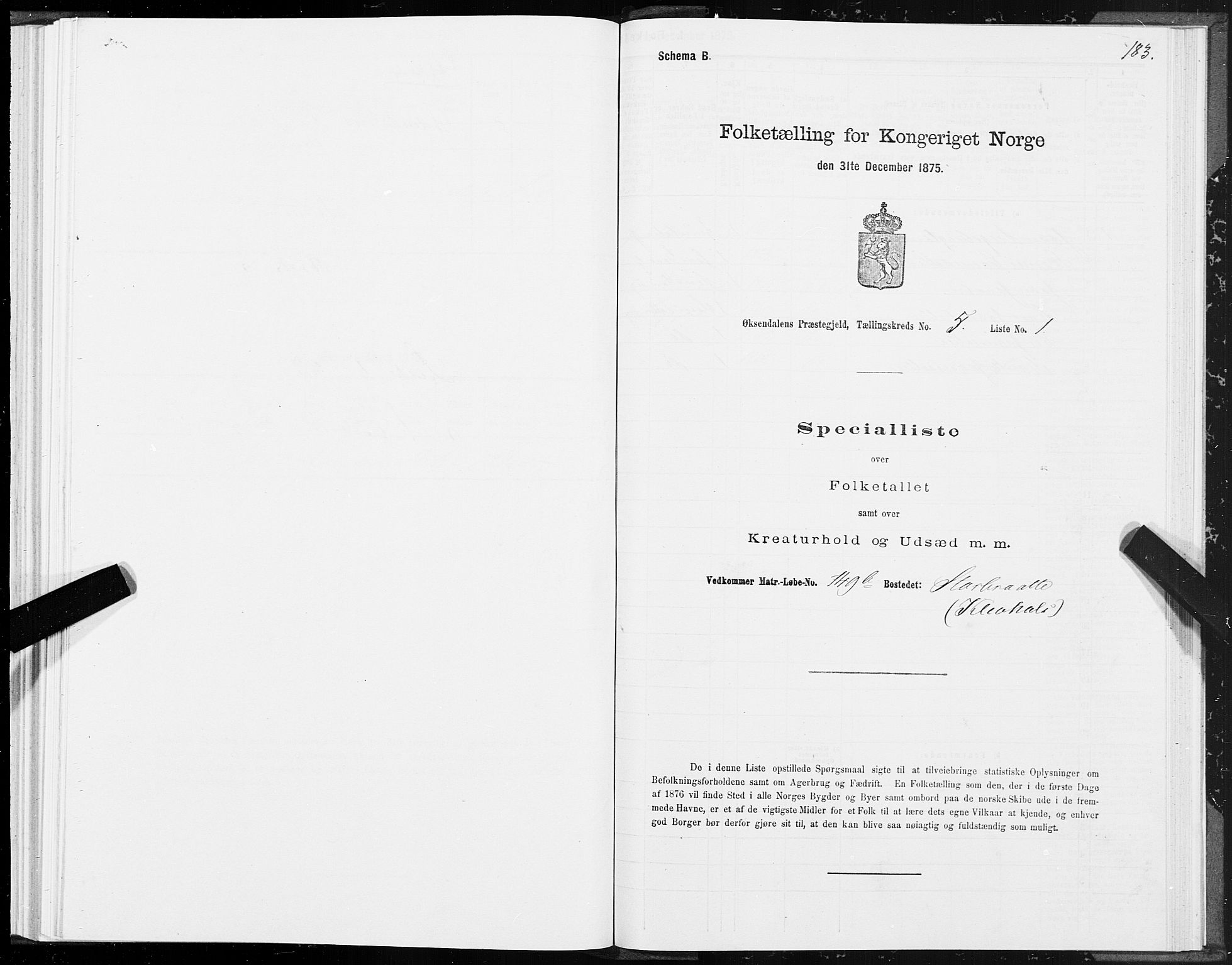 SAT, 1875 census for 1561P Øksendal, 1875, p. 2183