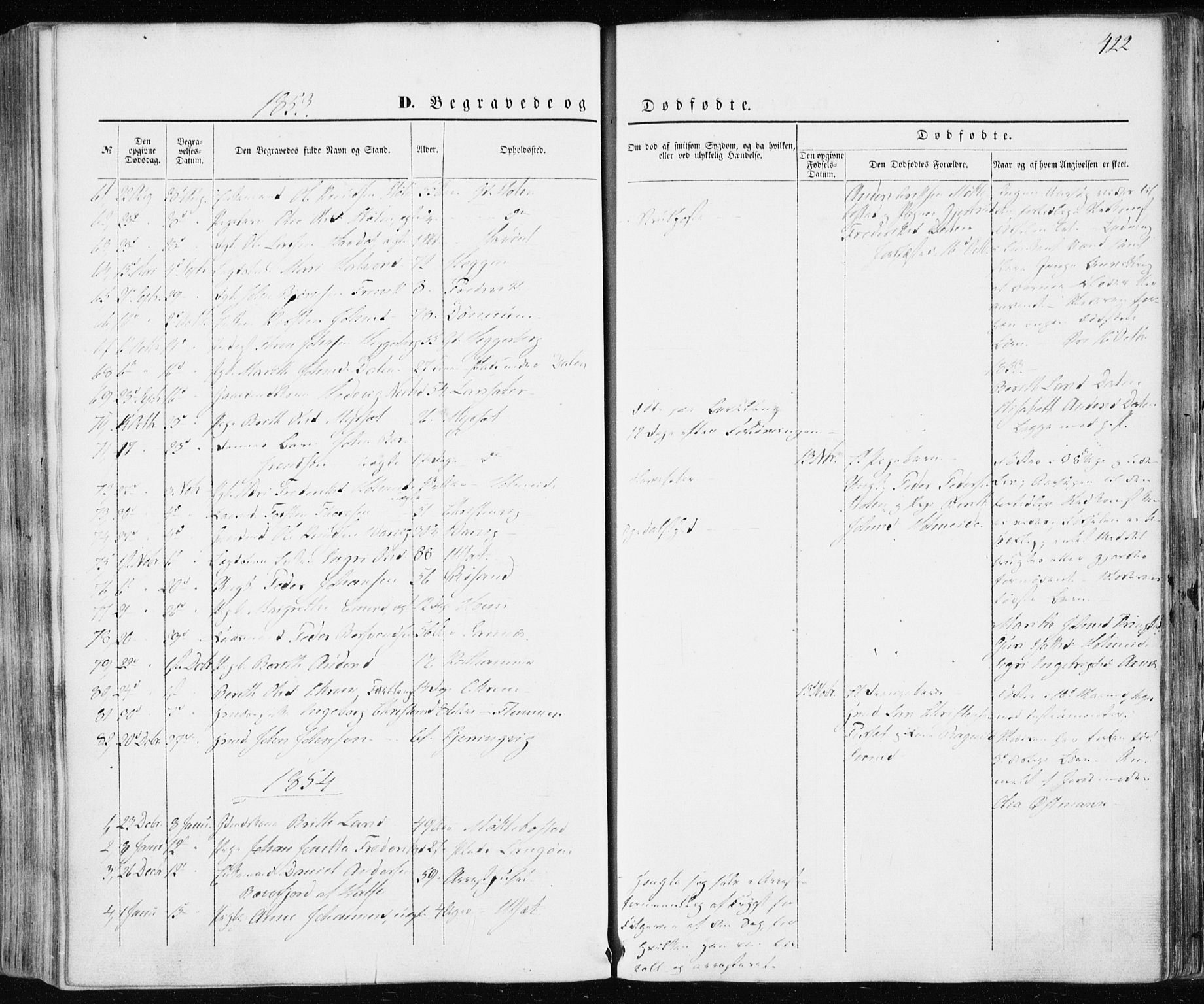 Ministerialprotokoller, klokkerbøker og fødselsregistre - Møre og Romsdal, SAT/A-1454/586/L0984: Parish register (official) no. 586A10, 1844-1856, p. 422