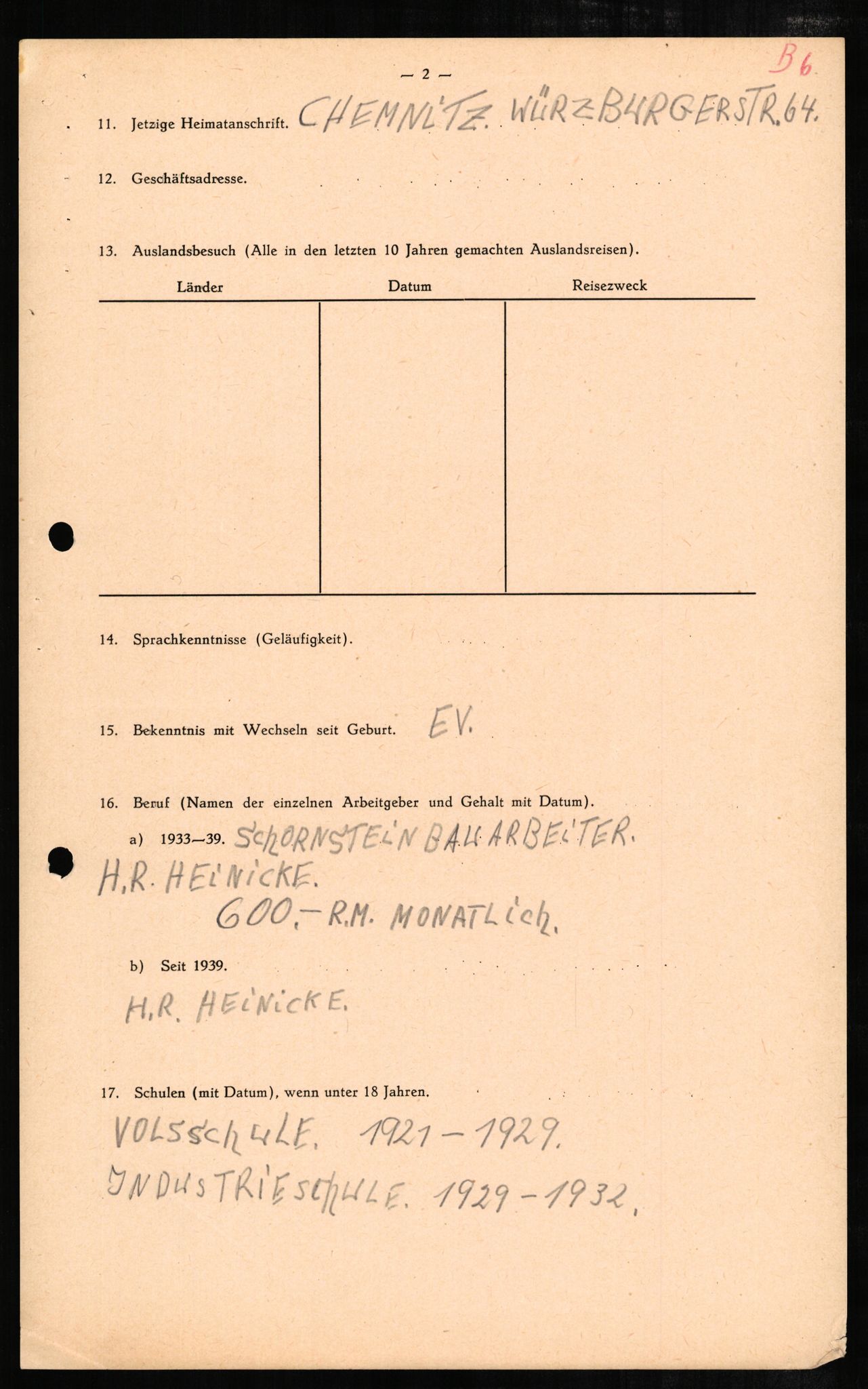 Forsvaret, Forsvarets overkommando II, AV/RA-RAFA-3915/D/Db/L0004: CI Questionaires. Tyske okkupasjonsstyrker i Norge. Tyskere., 1945-1946, p. 66