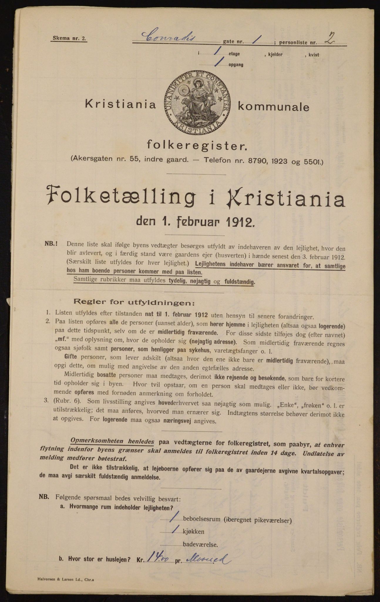 OBA, Municipal Census 1912 for Kristiania, 1912, p. 13173