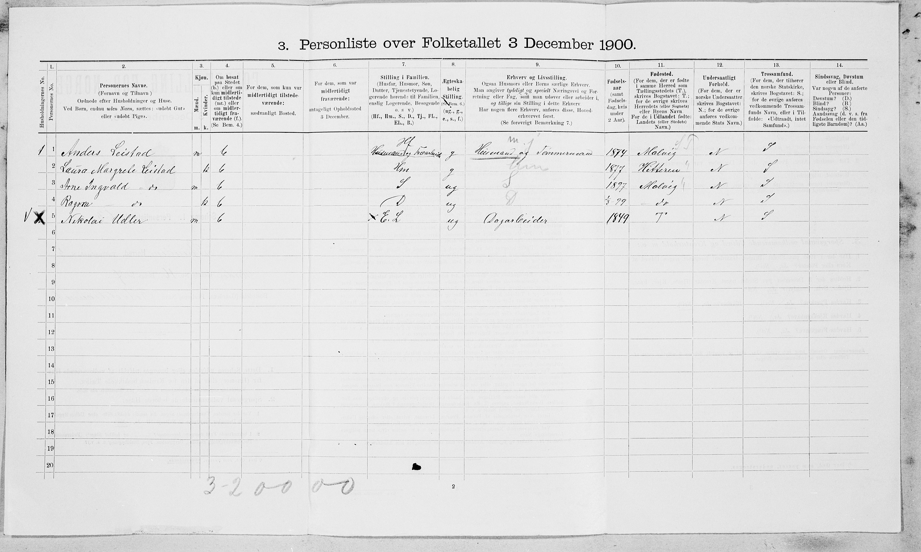 SAT, 1900 census for Strinda, 1900, p. 906