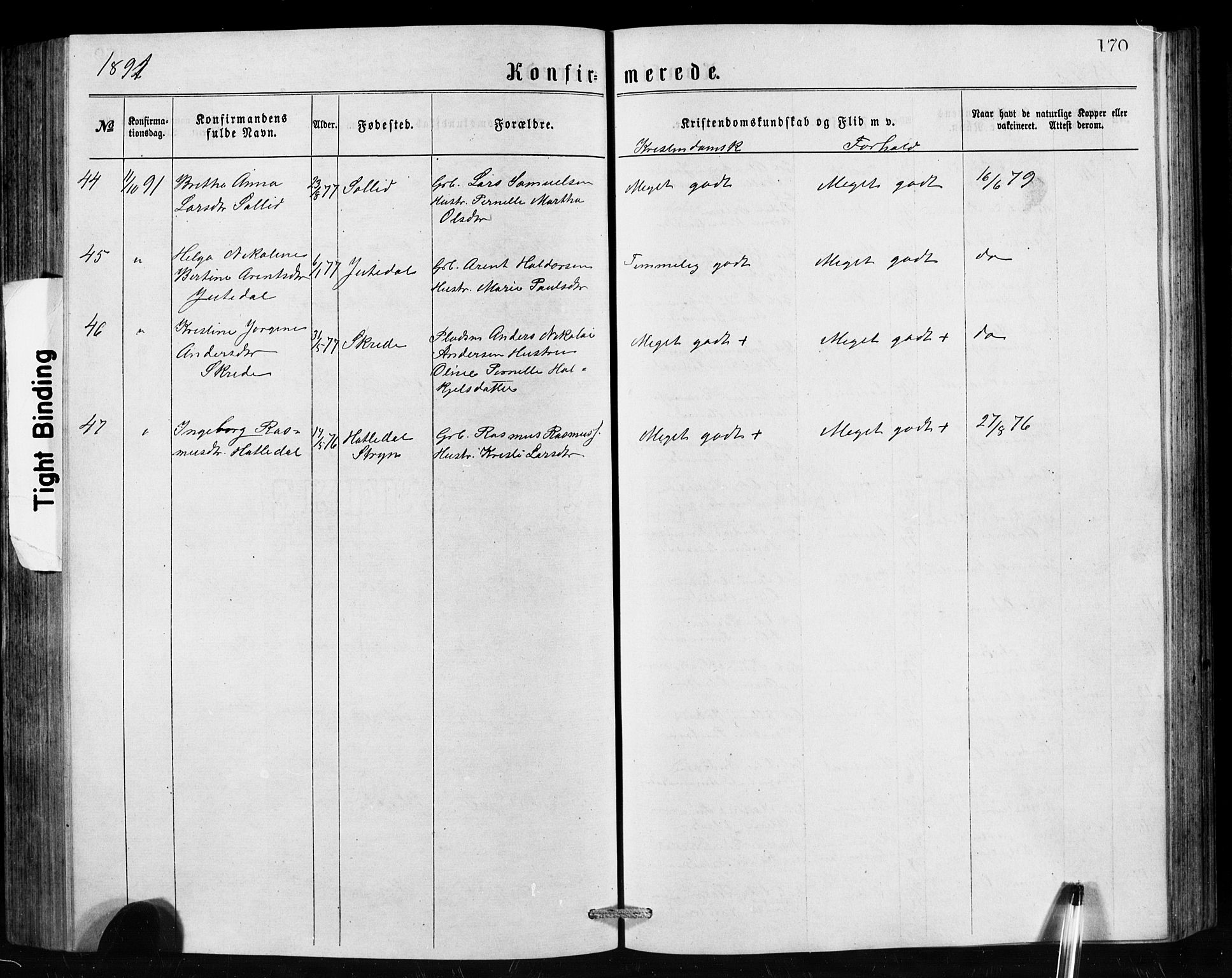 Hornindal sokneprestembete, SAB/A-82401/H/Hab: Parish register (copy) no. A 1, 1876-1894, p. 170
