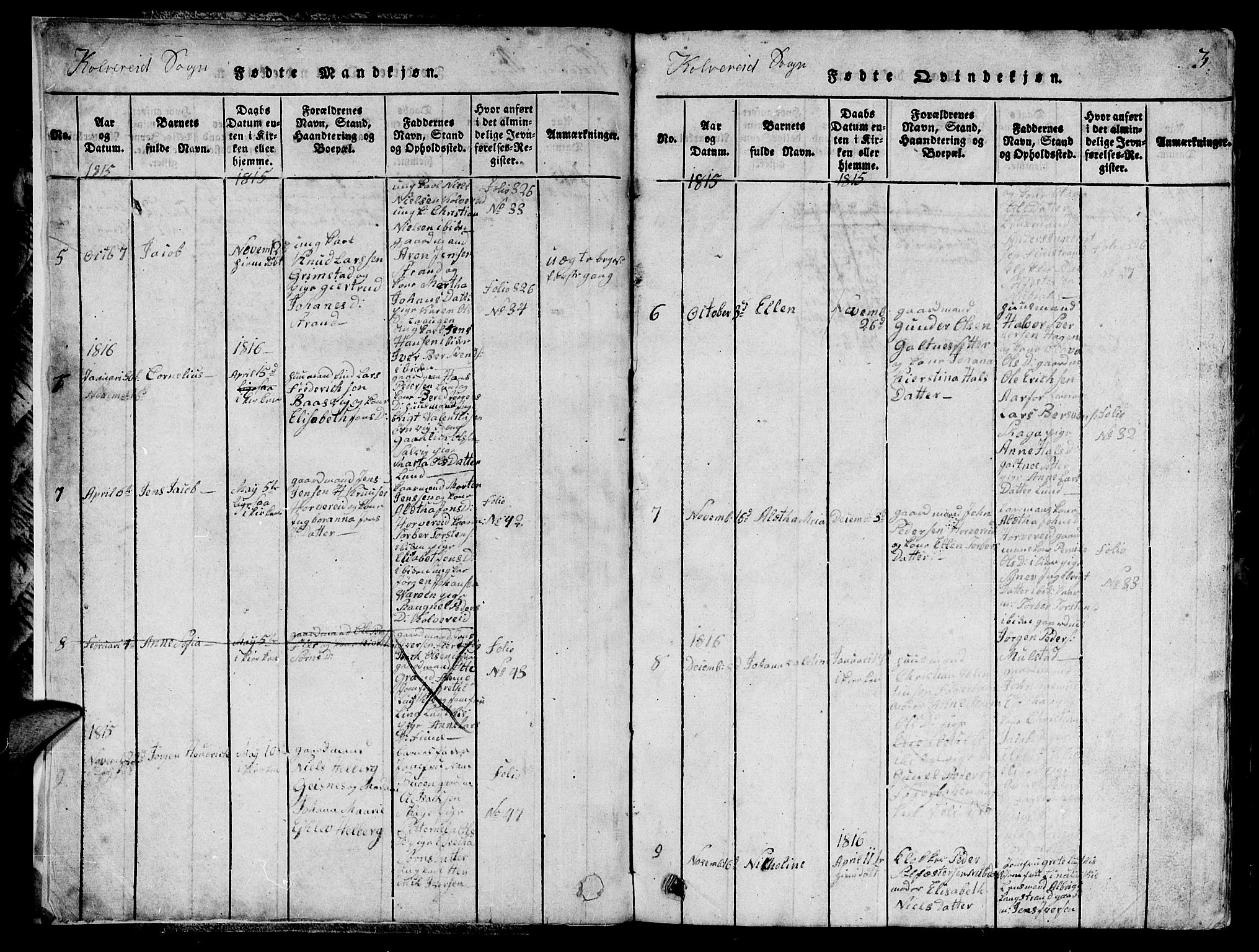 Ministerialprotokoller, klokkerbøker og fødselsregistre - Nord-Trøndelag, AV/SAT-A-1458/780/L0648: Parish register (copy) no. 780C01 /1, 1815-1870, p. 3