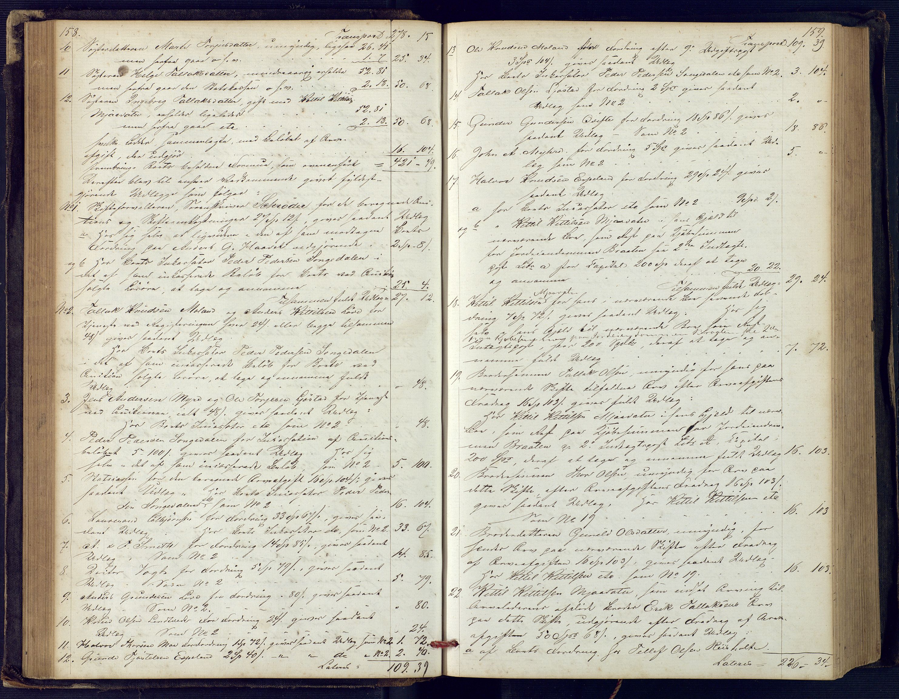 Holt sorenskriveri, SAK/1221-0002/H/Hc/L0029: Skifteutlodningsprotokoll nr. 4 med løst register, 1857-1862, p. 158-159