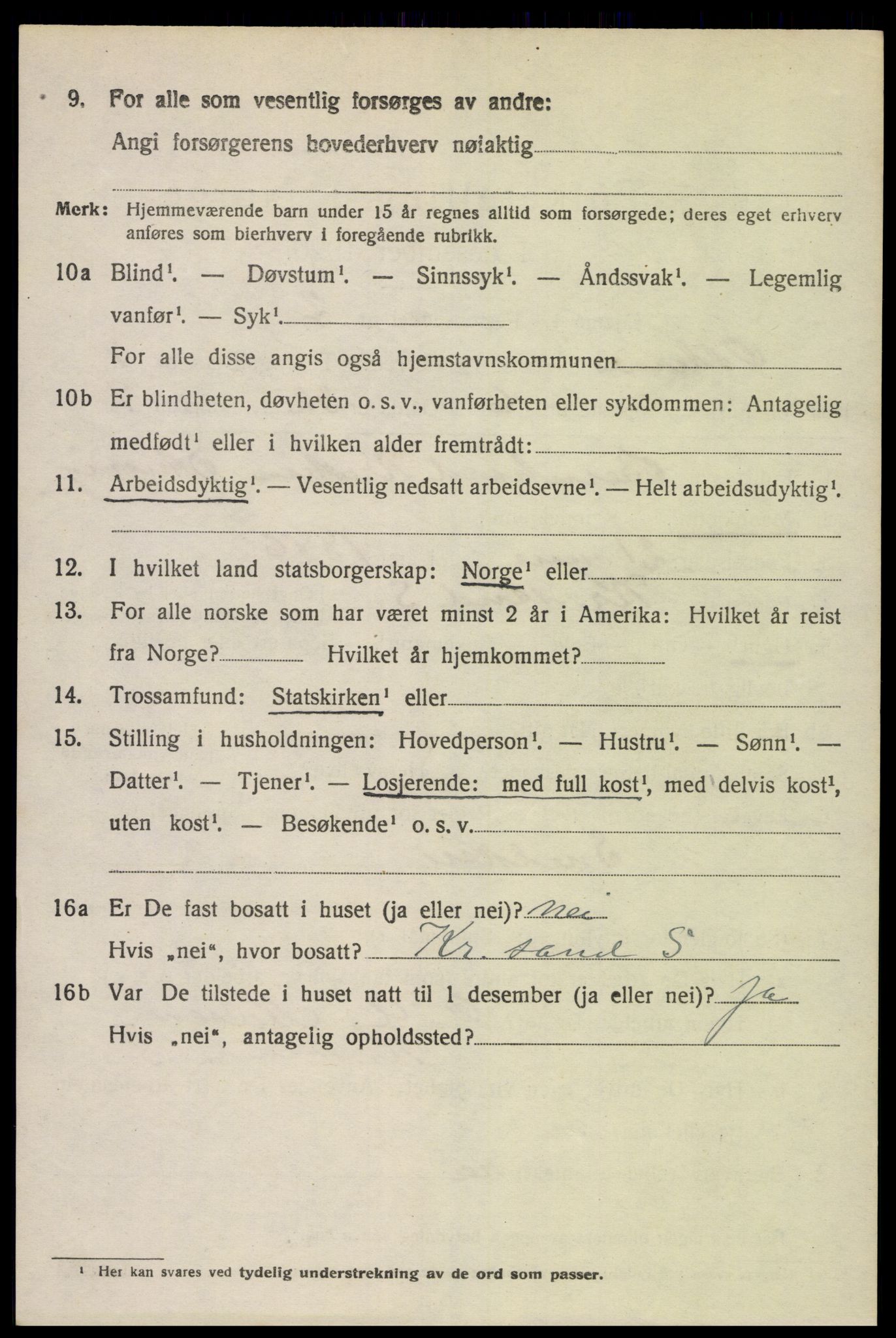 SAK, 1920 census for Oddernes, 1920, p. 5422