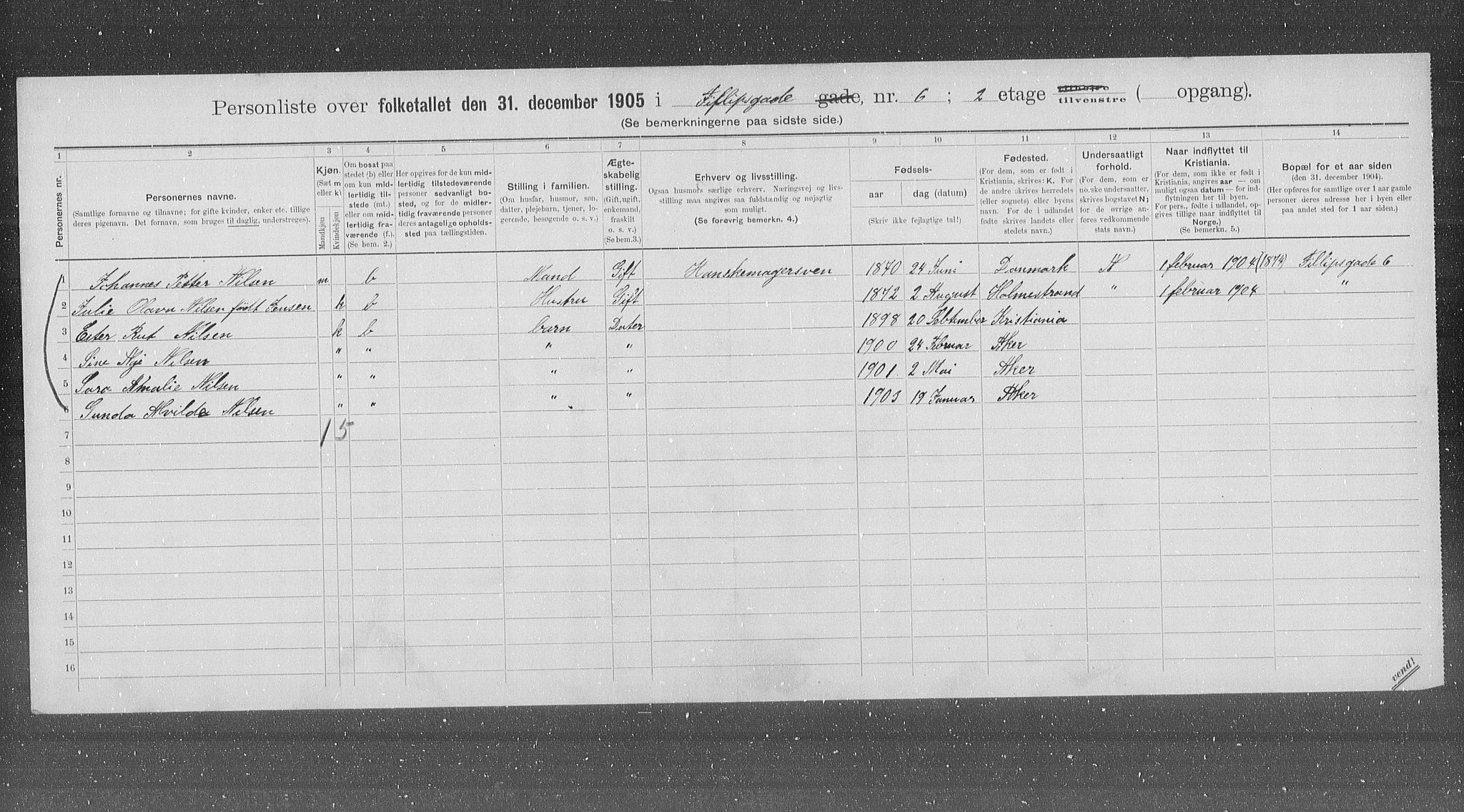 OBA, Municipal Census 1905 for Kristiania, 1905, p. 12513