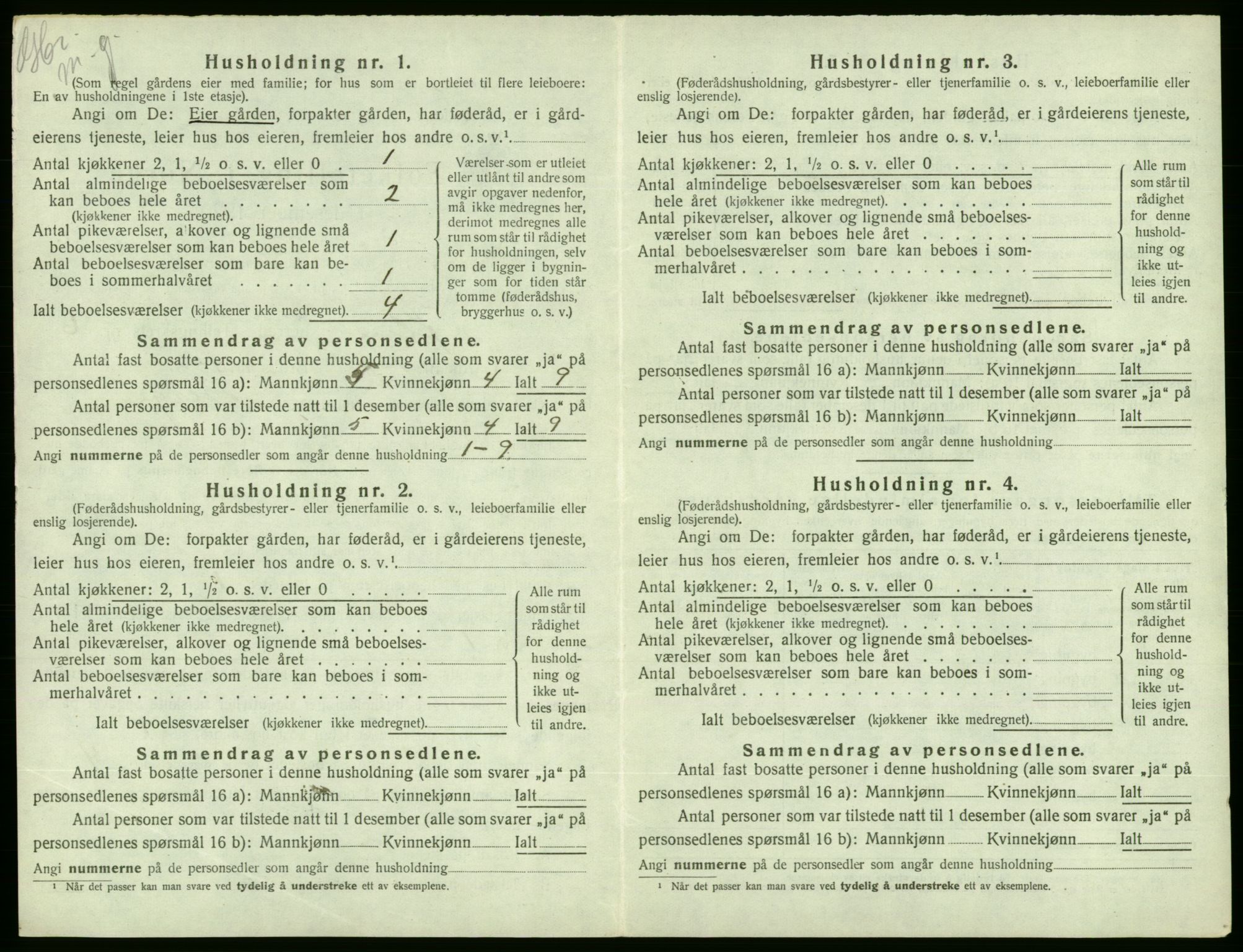 SAB, 1920 census for Ølen, 1920, p. 455