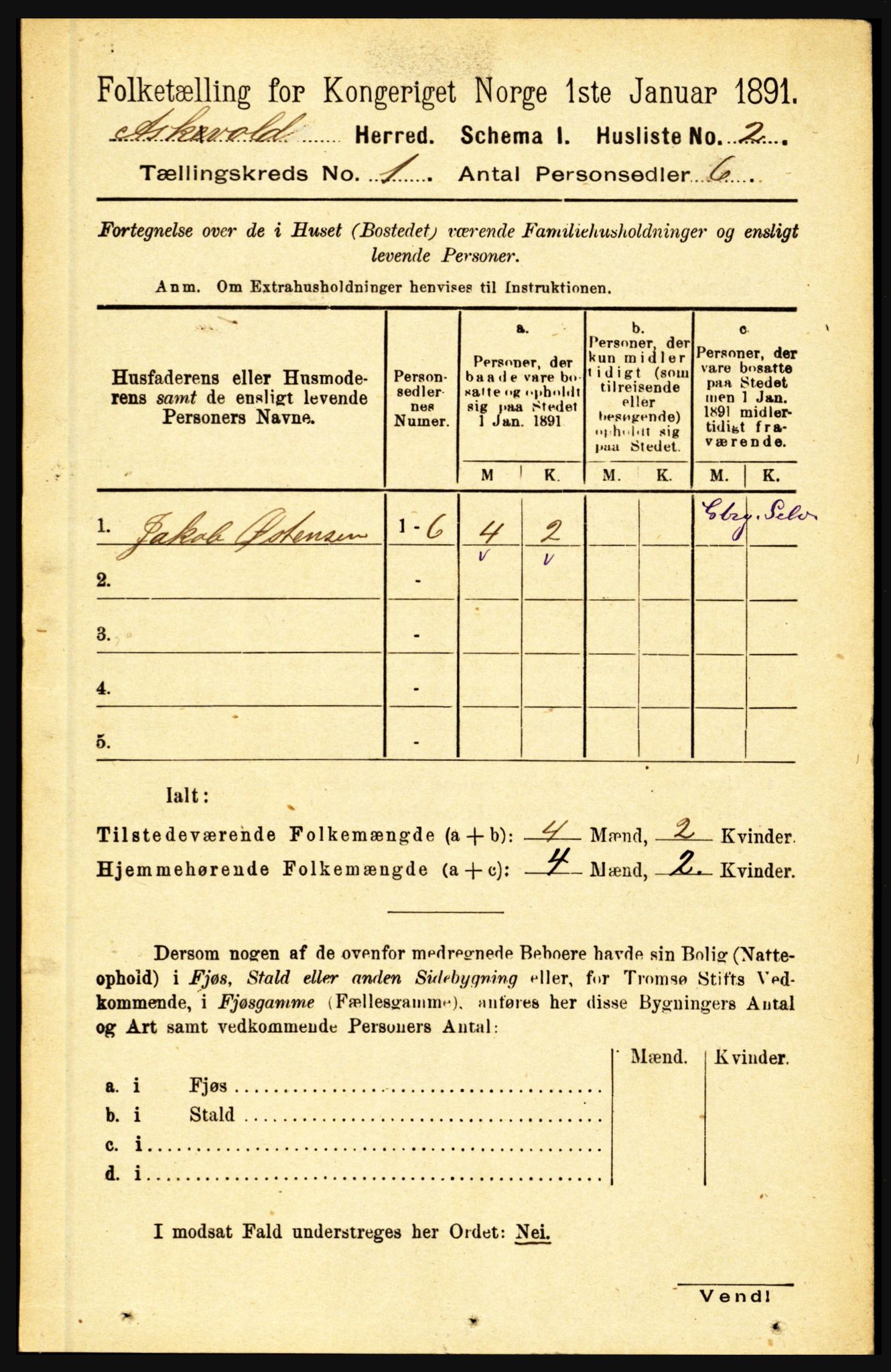 RA, 1891 census for 1428 Askvoll, 1891, p. 28