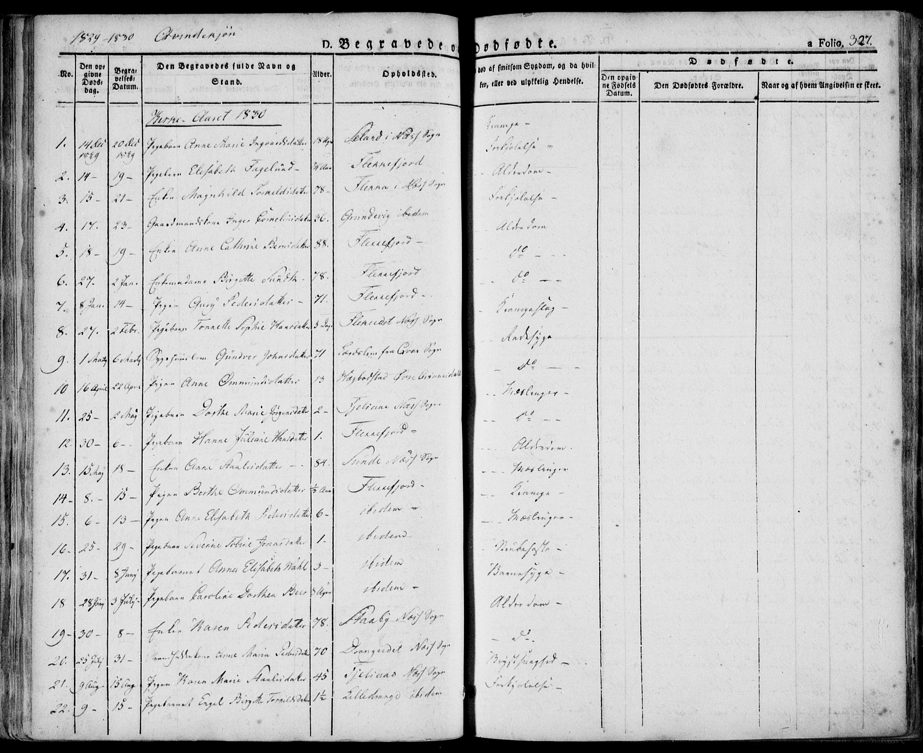 Flekkefjord sokneprestkontor, SAK/1111-0012/F/Fa/Fac/L0003: Parish register (official) no. A 3, 1826-1841, p. 327