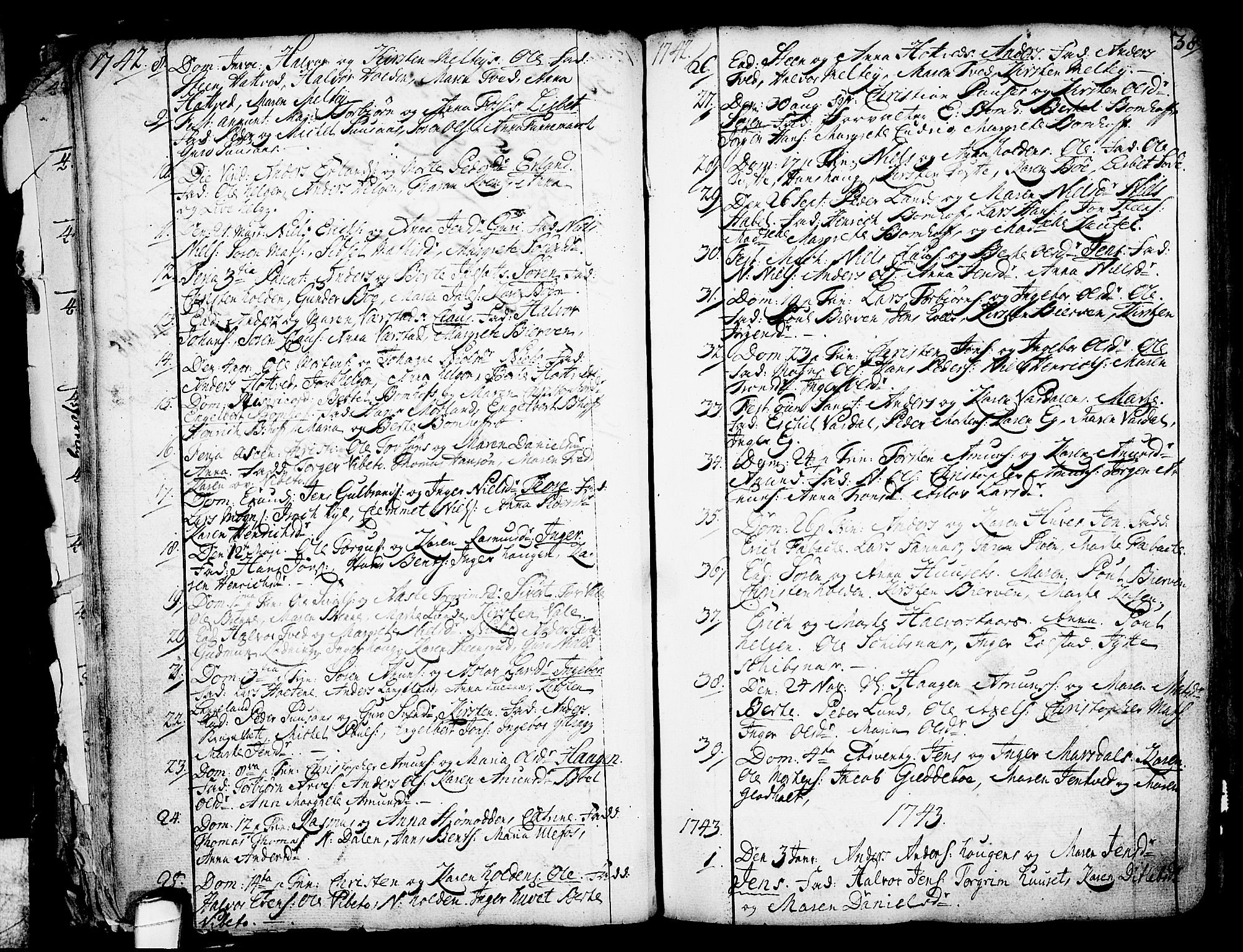 Holla kirkebøker, SAKO/A-272/F/Fa/L0001: Parish register (official) no. 1, 1717-1779, p. 38