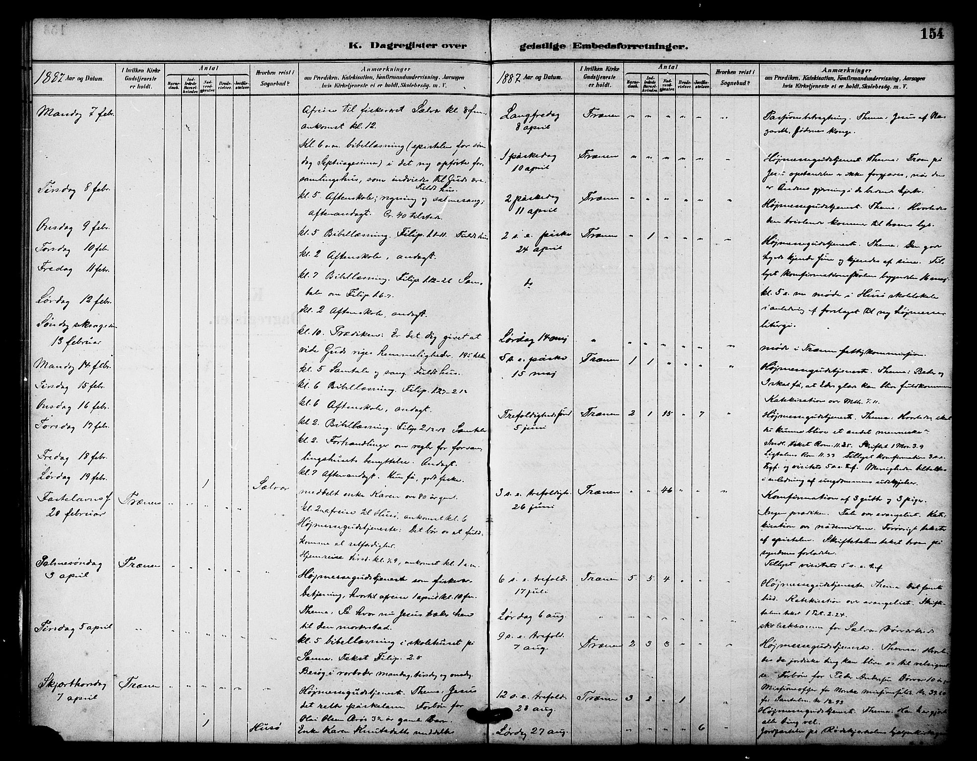 Ministerialprotokoller, klokkerbøker og fødselsregistre - Nordland, SAT/A-1459/840/L0580: Parish register (official) no. 840A02, 1887-1909, p. 154