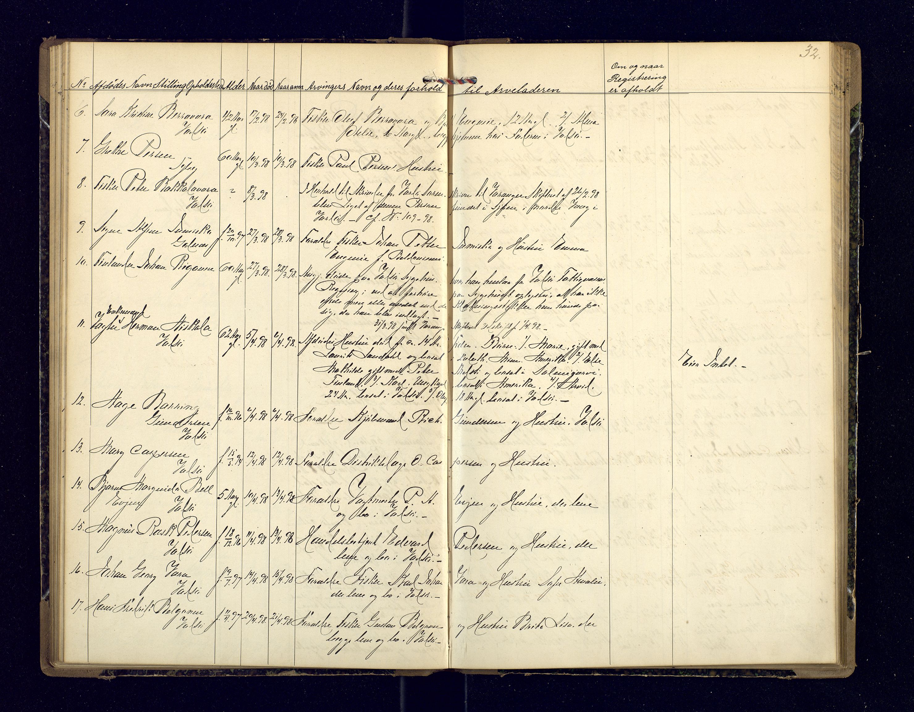 Nord-Varanger (Vadsø) lensmannskontor, AV/SATØ-S-1166/1/Fi/Fia/L0157: Dødsfallsprotokoller, 1892-1908