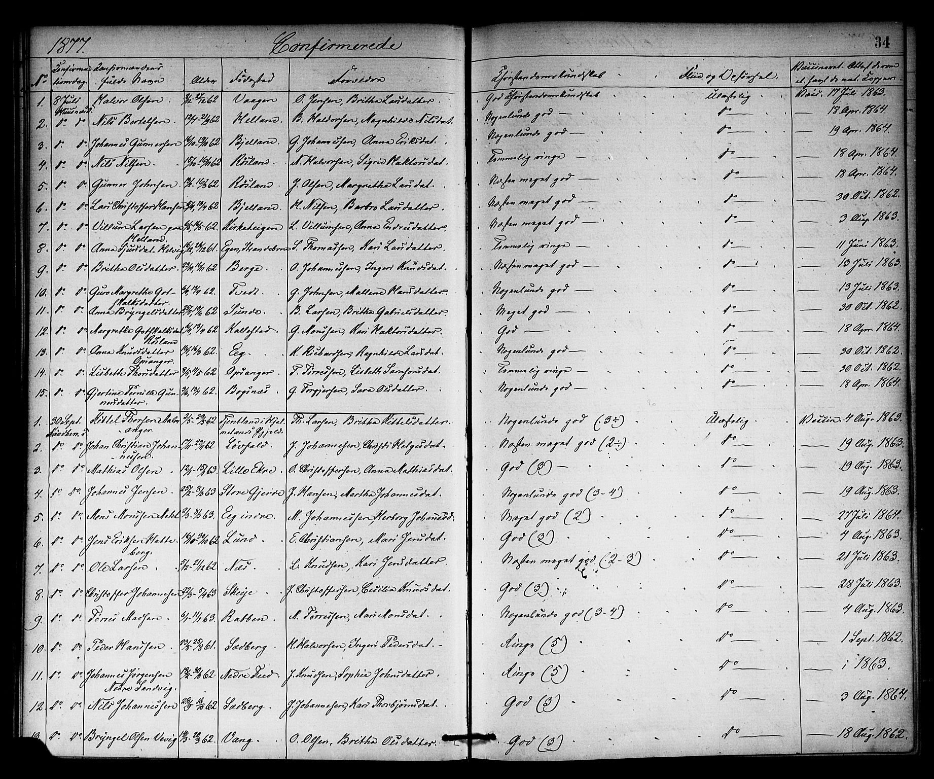 Kvinnherad sokneprestembete, AV/SAB-A-76401/H/Haa: Parish register (official) no. A 10, 1867-1886, p. 34