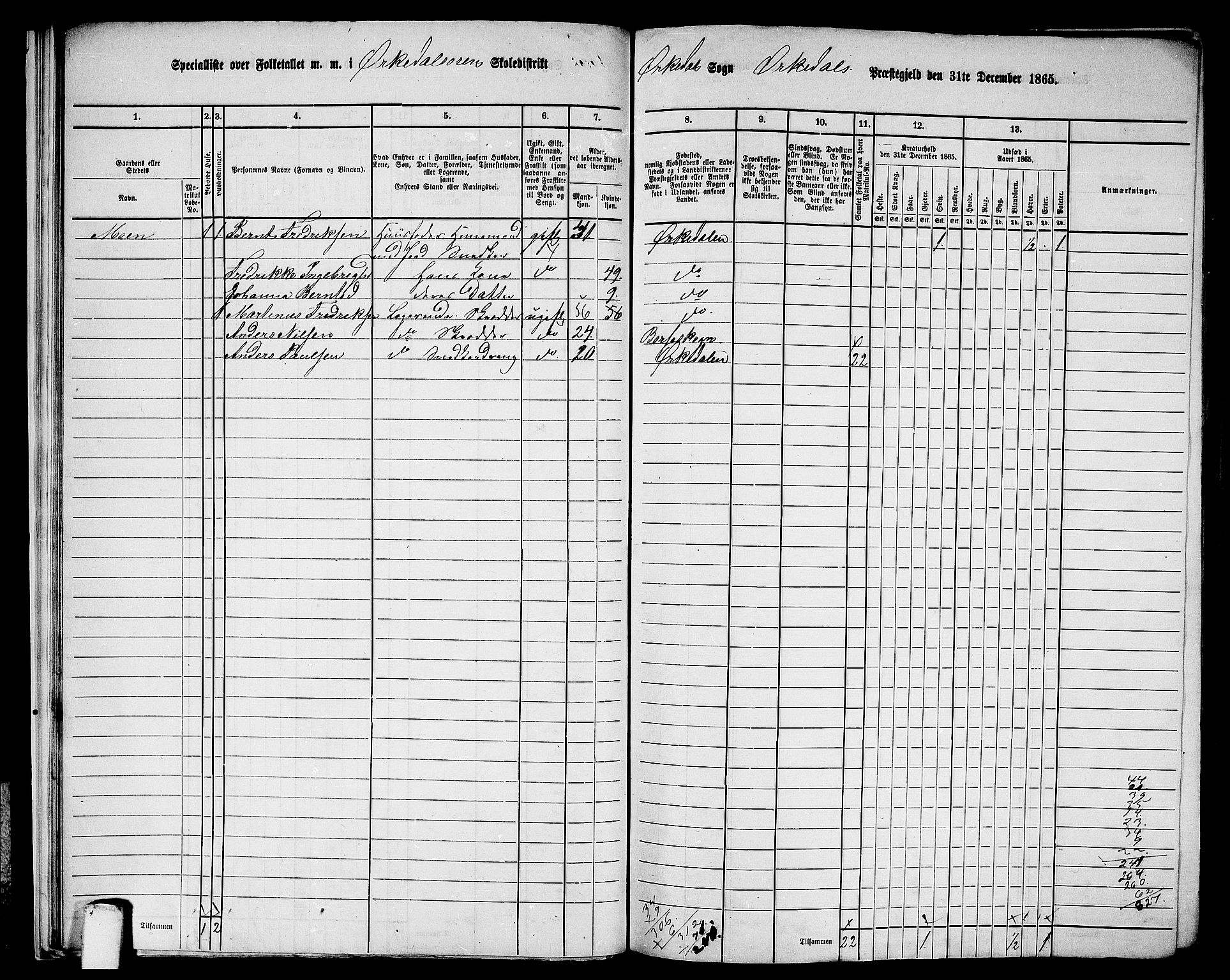 RA, 1865 census for Orkdal, 1865, p. 24