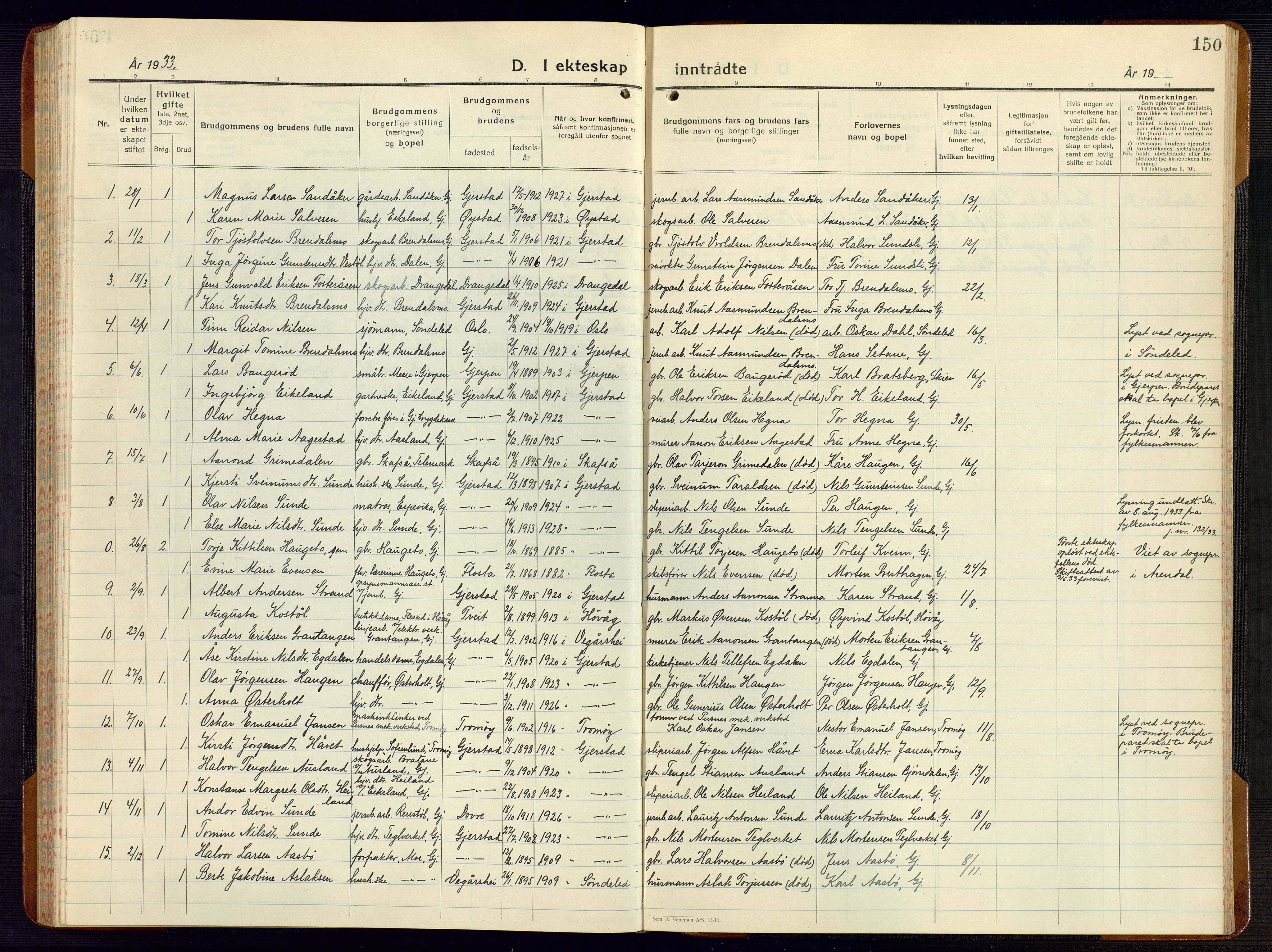 Gjerstad sokneprestkontor, AV/SAK-1111-0014/F/Fb/Fba/L0009: Parish register (copy) no. B 9, 1925-1946, p. 150