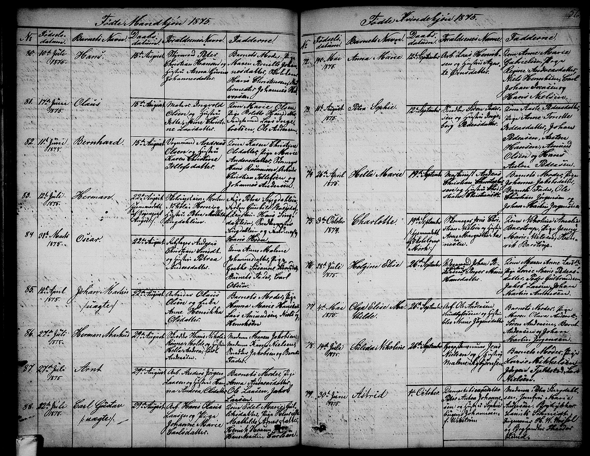 Larvik kirkebøker, SAKO/A-352/G/Ga/L0004: Parish register (copy) no. I 4, 1871-1888, p. 56