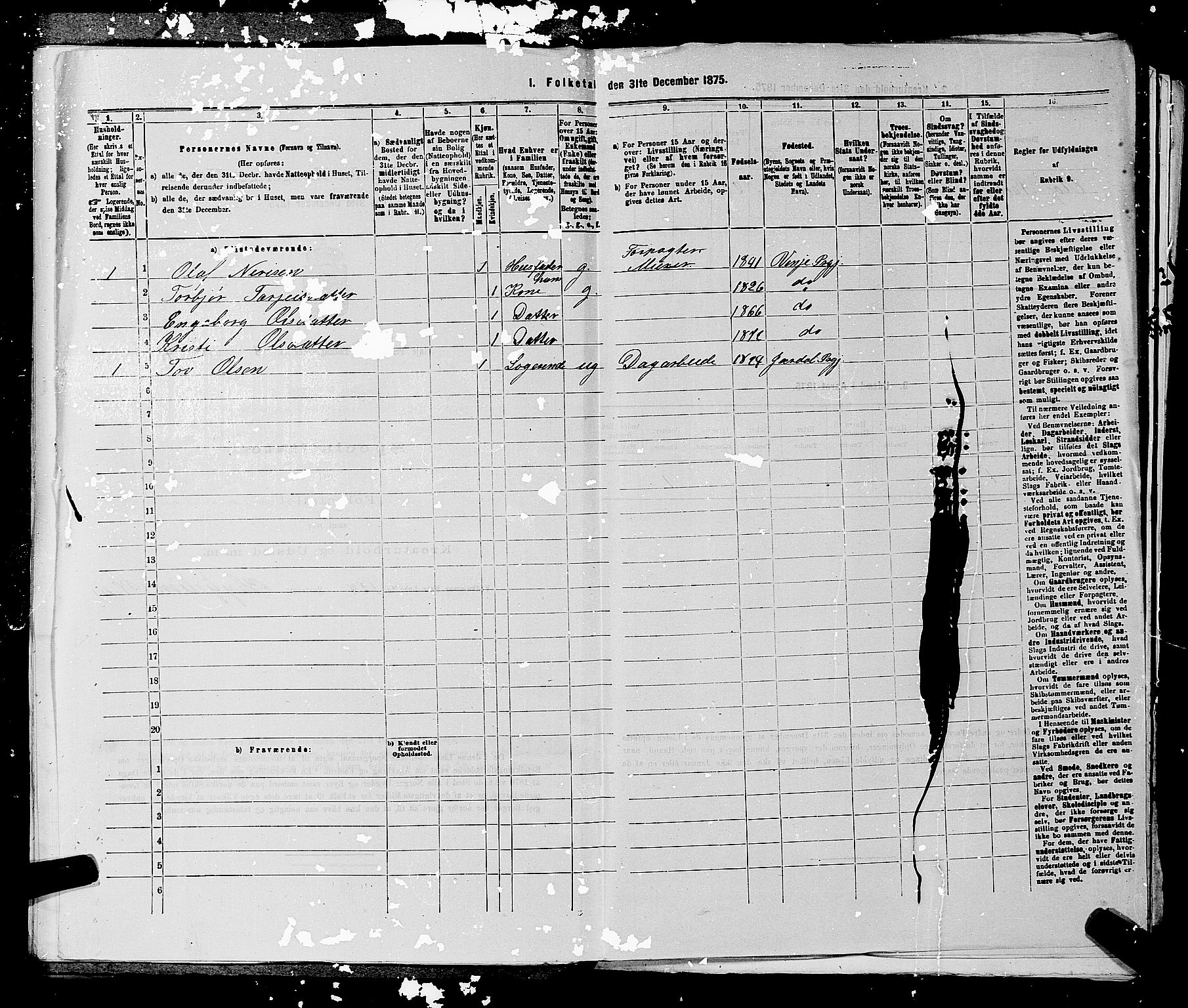 SAKO, 1875 census for 0834P Vinje, 1875, p. 650