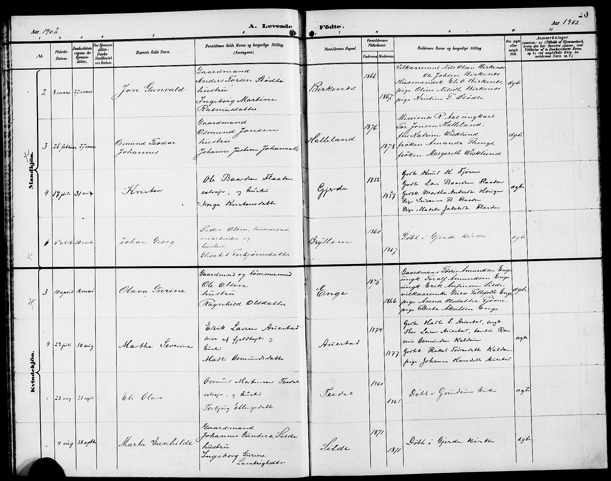 Etne sokneprestembete, AV/SAB-A-75001/H/Hab: Parish register (copy) no. A 6, 1897-1924, p. 20