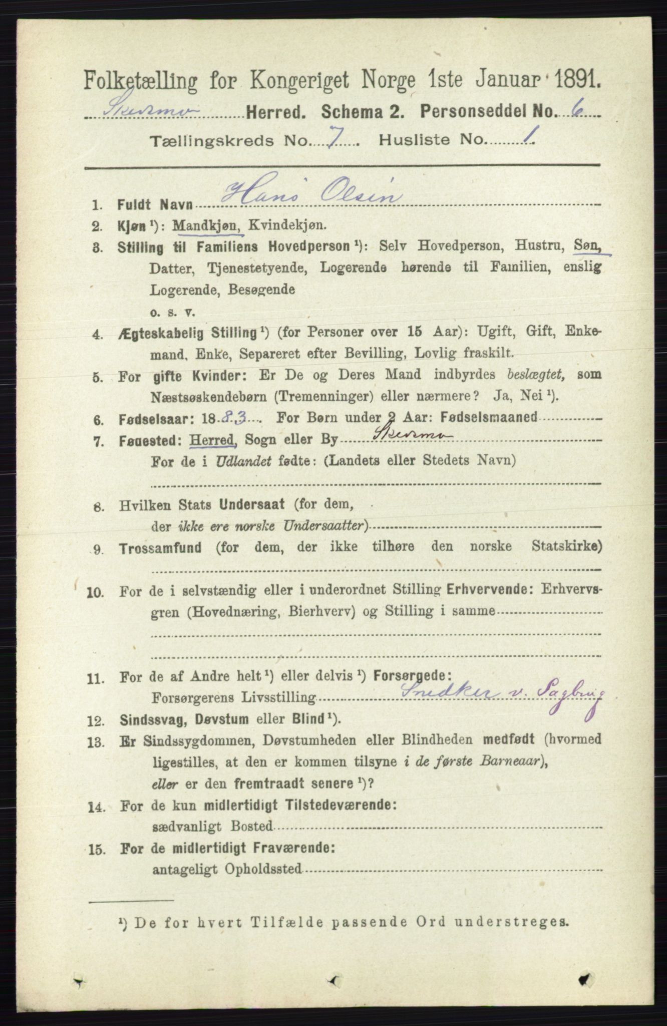 RA, 1891 census for 0231 Skedsmo, 1891, p. 3341
