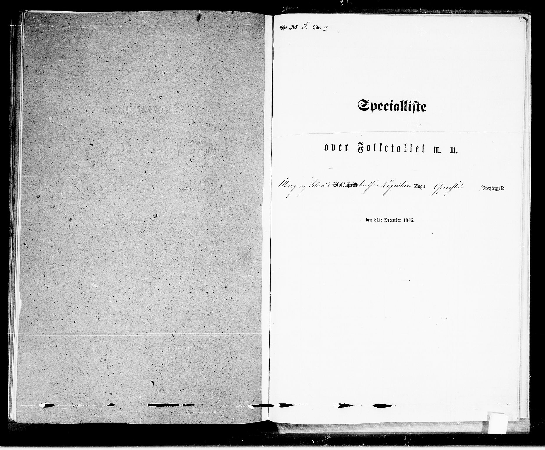 RA, 1865 census for Gjerstad, 1865, p. 188