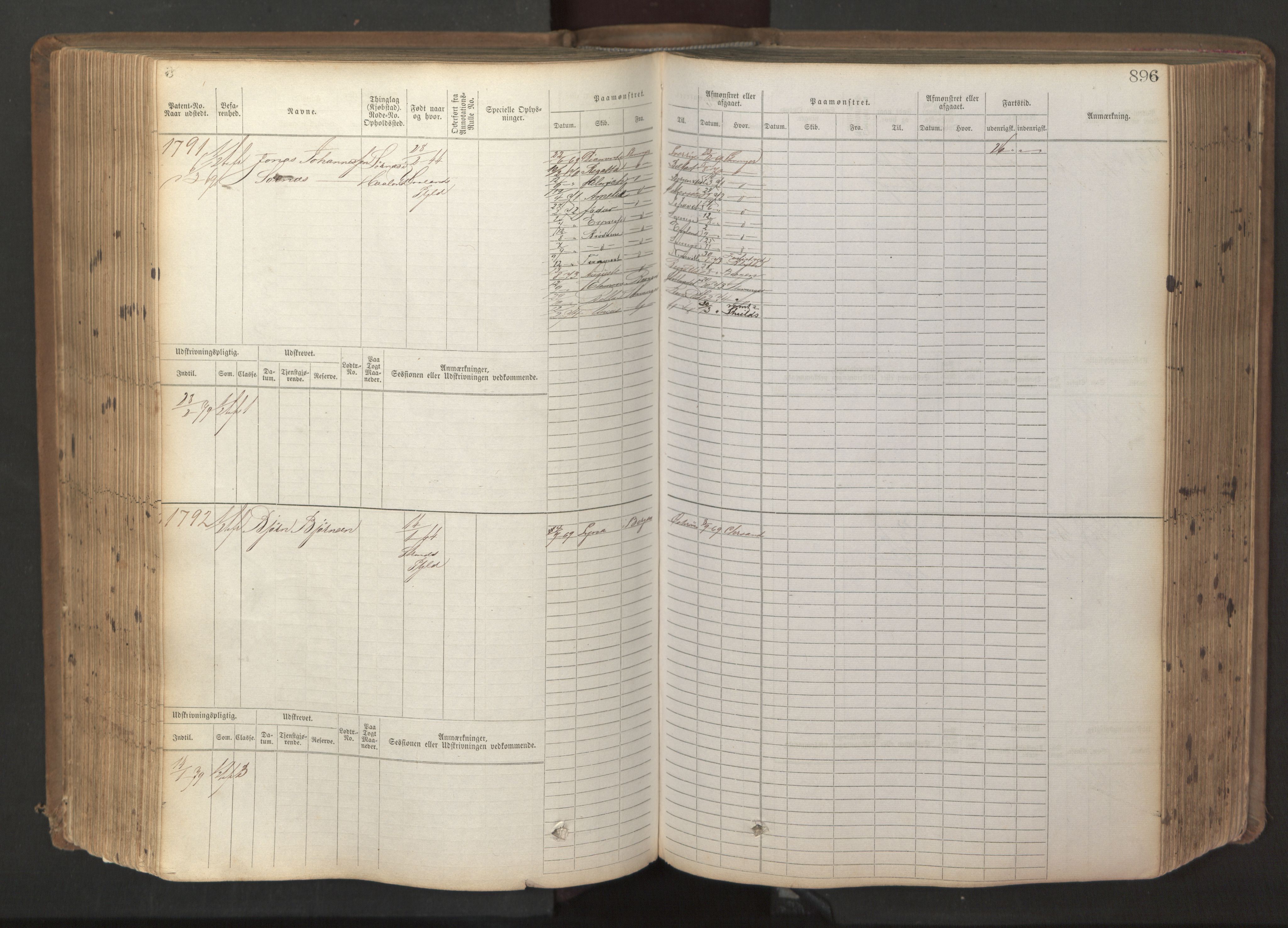 Stavanger sjømannskontor, AV/SAST-A-102006/F/Fb/Fbb/L0017: Sjøfartshovedrulle patnentnr. 1203-2402 (dublett), 1869, p. 299