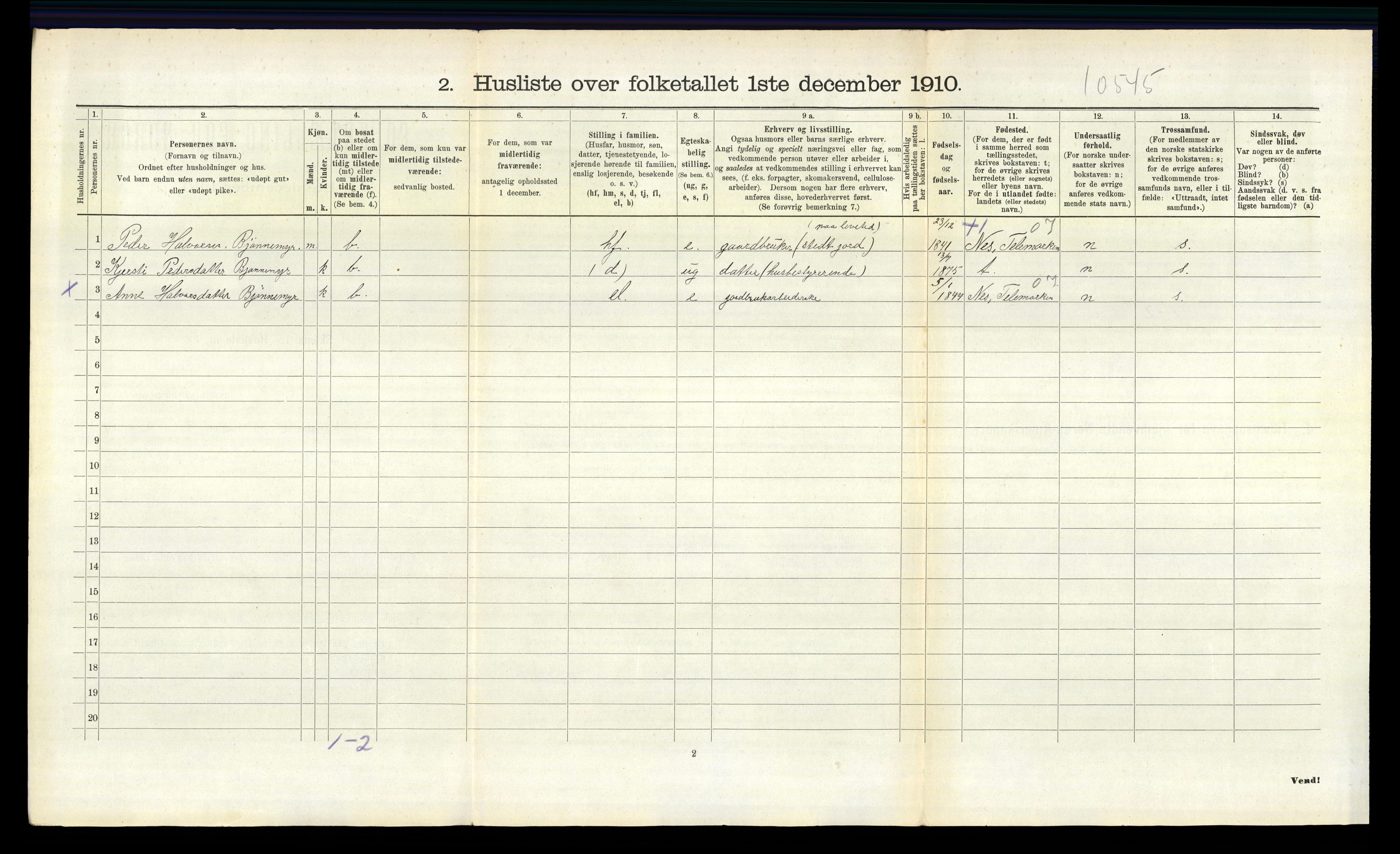 RA, 1910 census for Bø, 1910, p. 942