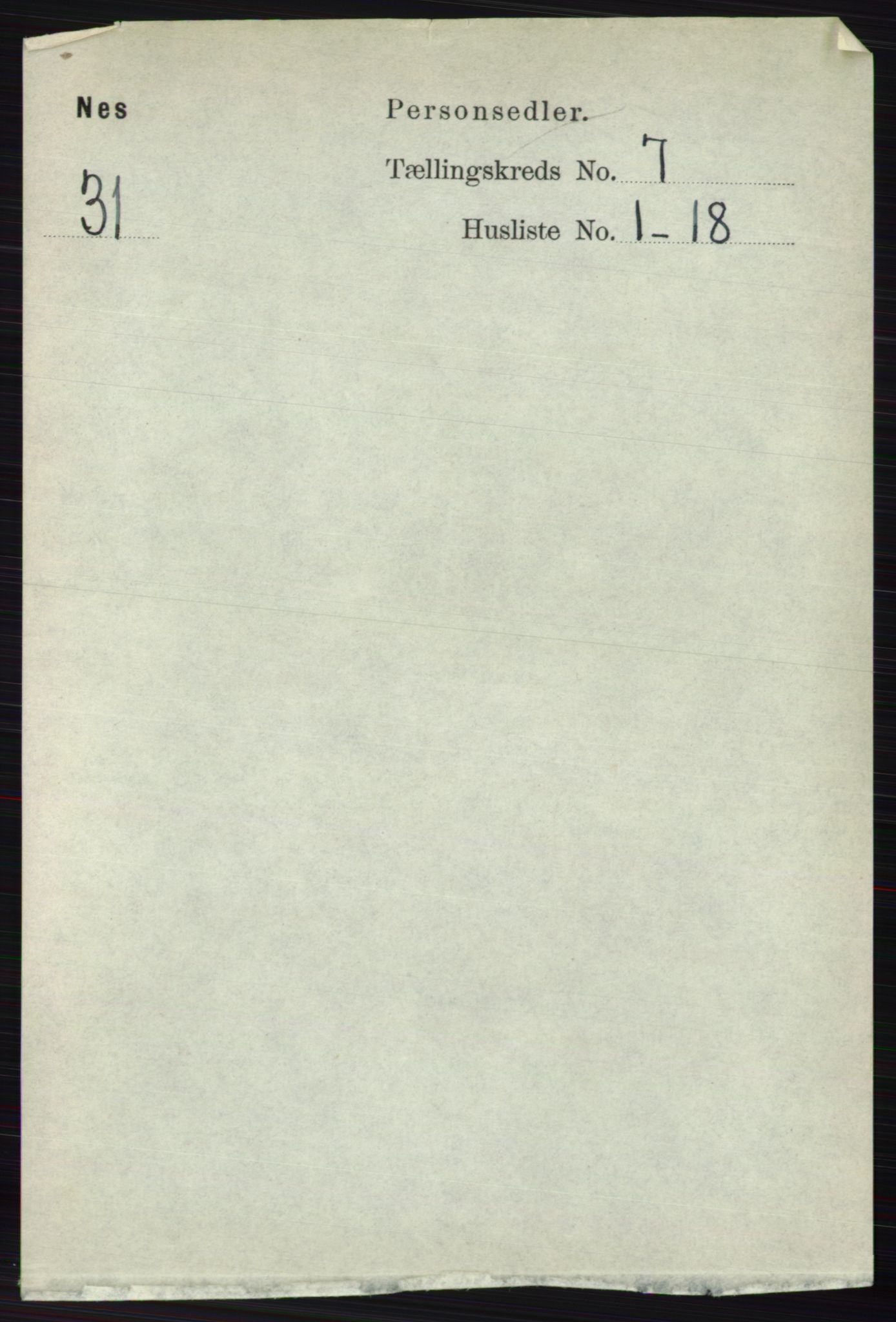 RA, 1891 census for 0236 Nes, 1891, p. 4011