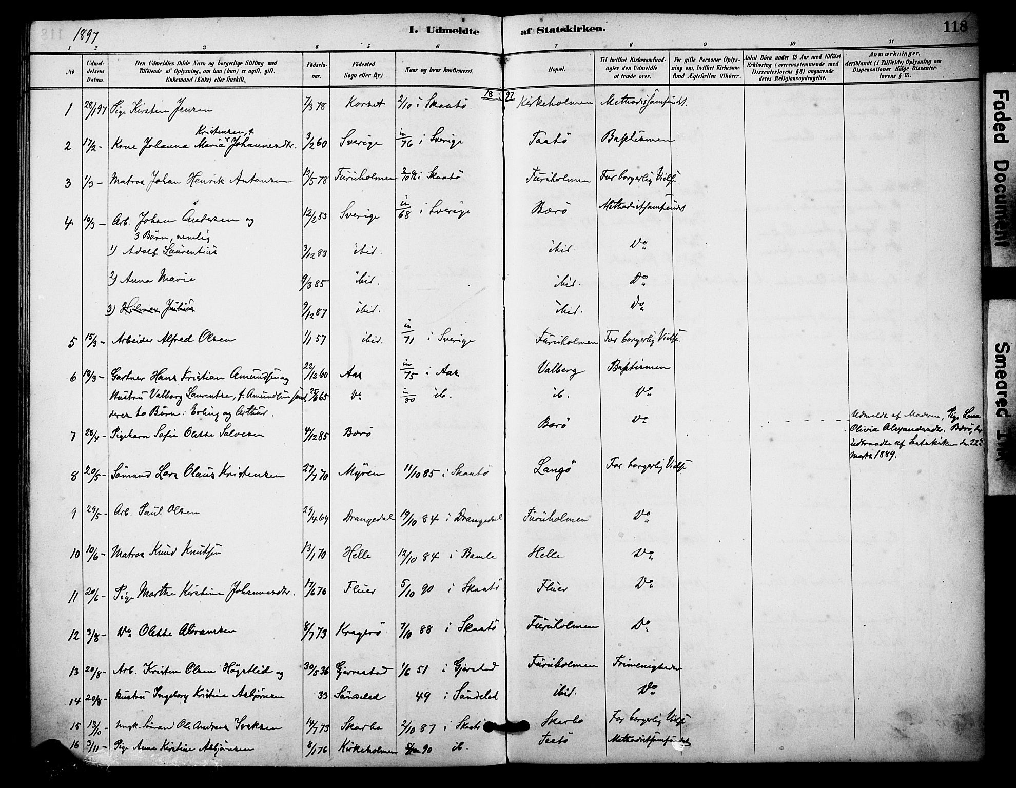 Skåtøy kirkebøker, SAKO/A-304/F/Fa/L0004: Parish register (official) no. I 4, 1884-1900, p. 118