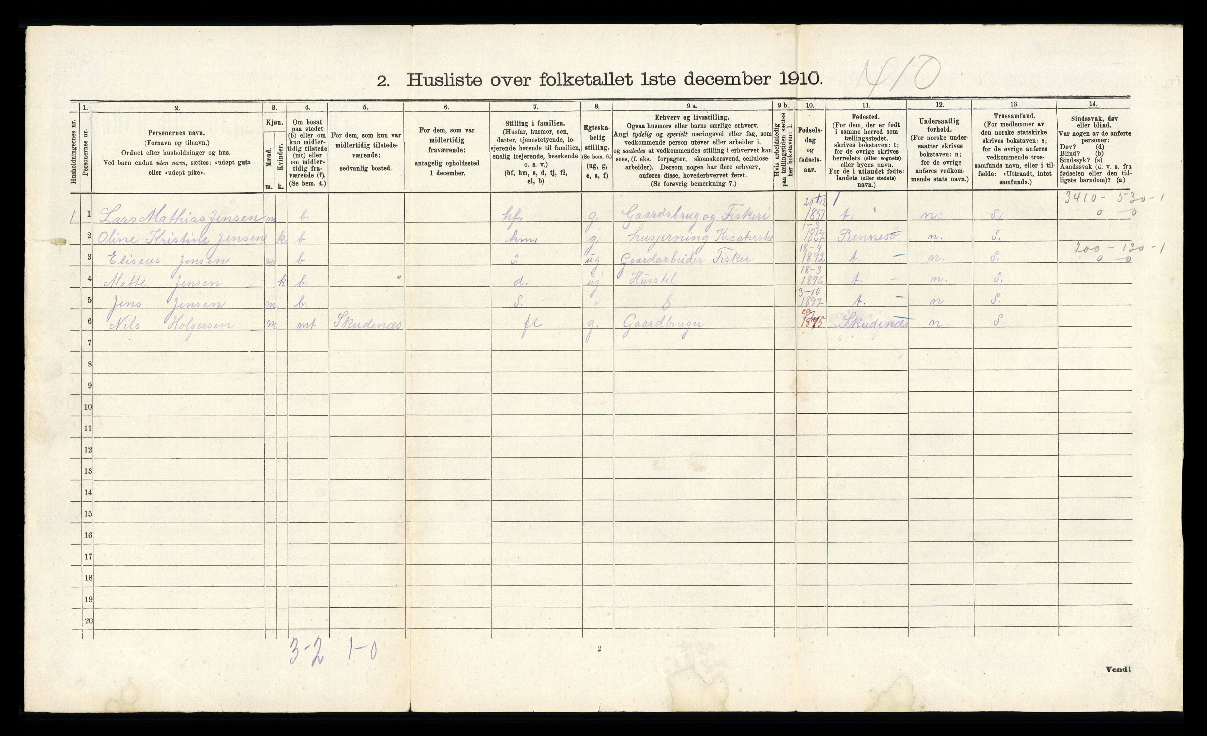 RA, 1910 census for Bokn, 1910, p. 213