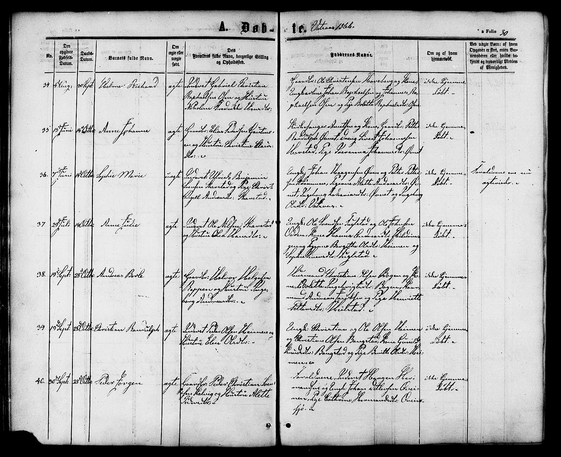 Ministerialprotokoller, klokkerbøker og fødselsregistre - Nordland, SAT/A-1459/810/L0146: Parish register (official) no. 810A08 /1, 1862-1874, p. 30