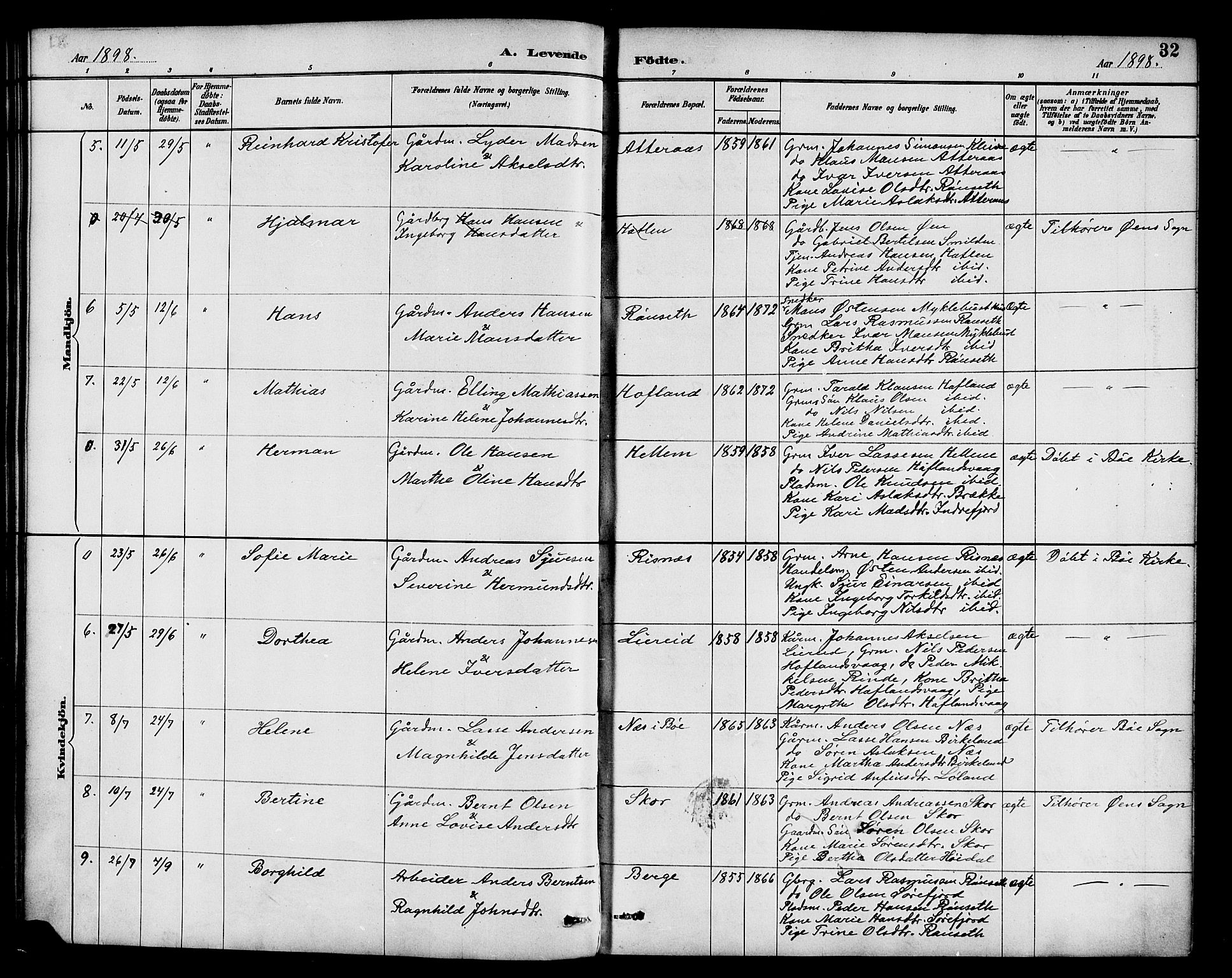 Hyllestad sokneprestembete, SAB/A-80401: Parish register (official) no. B 1, 1886-1904, p. 32