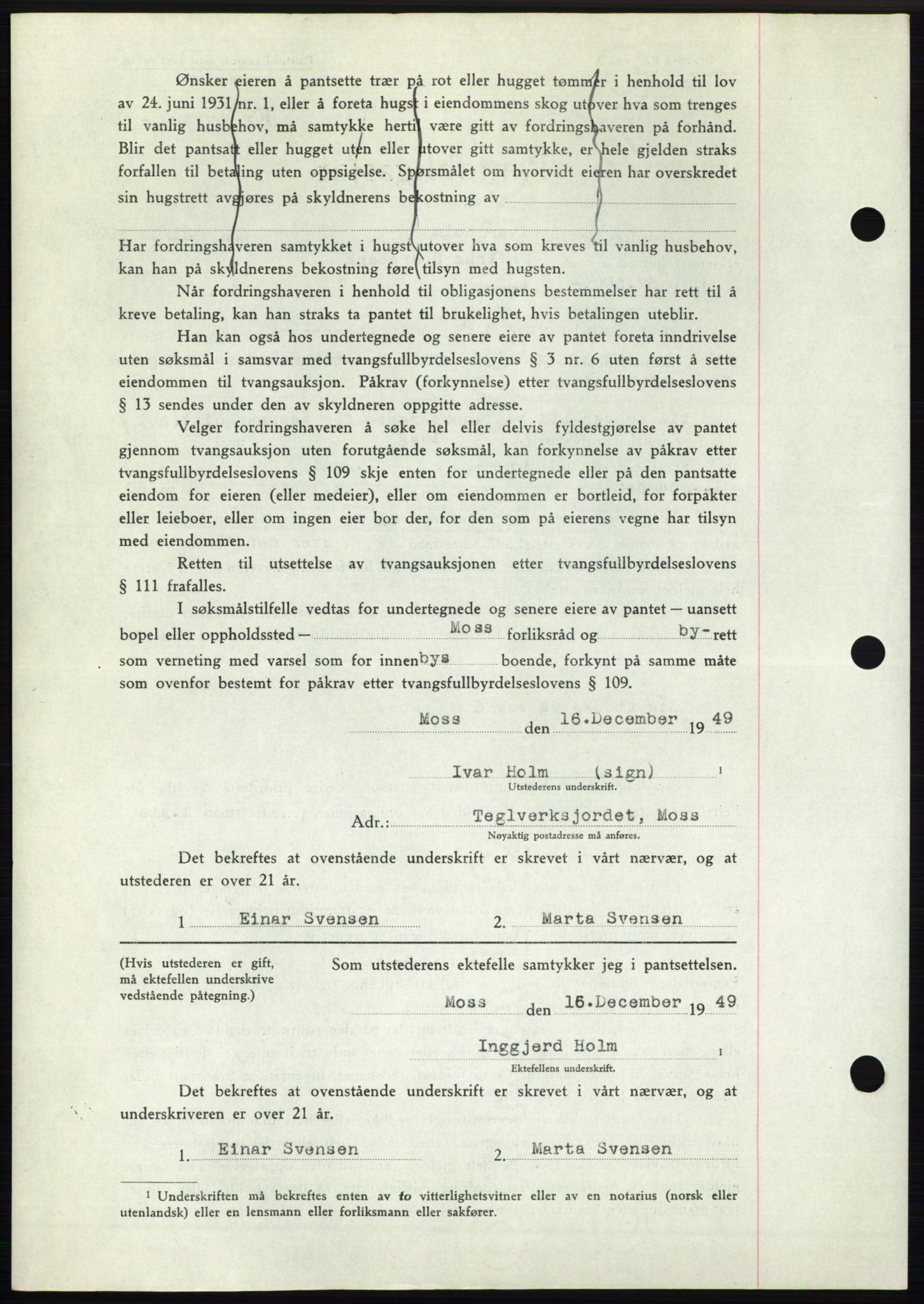 Moss sorenskriveri, AV/SAO-A-10168: Mortgage book no. B23, 1949-1950, Diary no: : 4061/1949