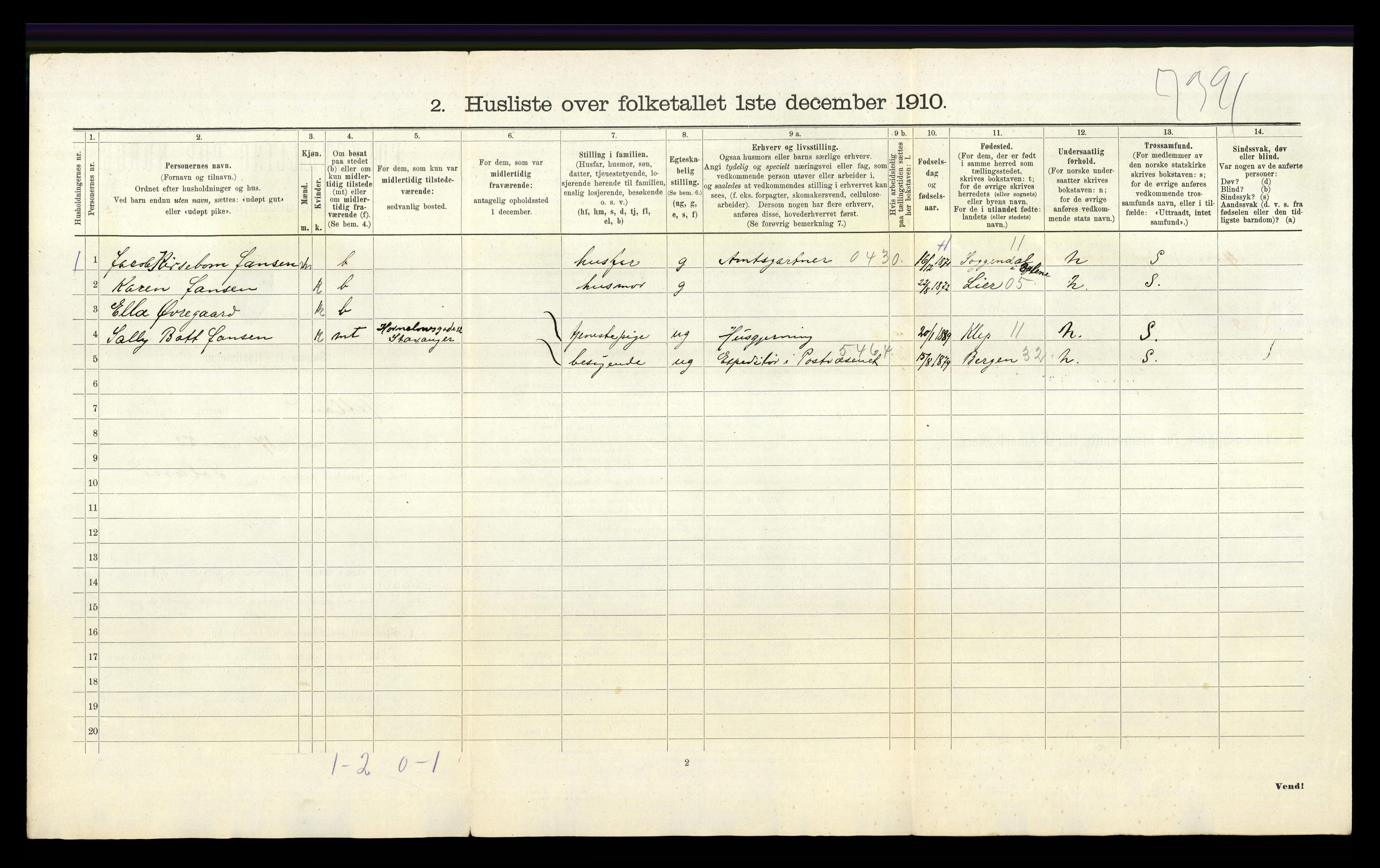 RA, 1910 census for Hetland, 1910, p. 892