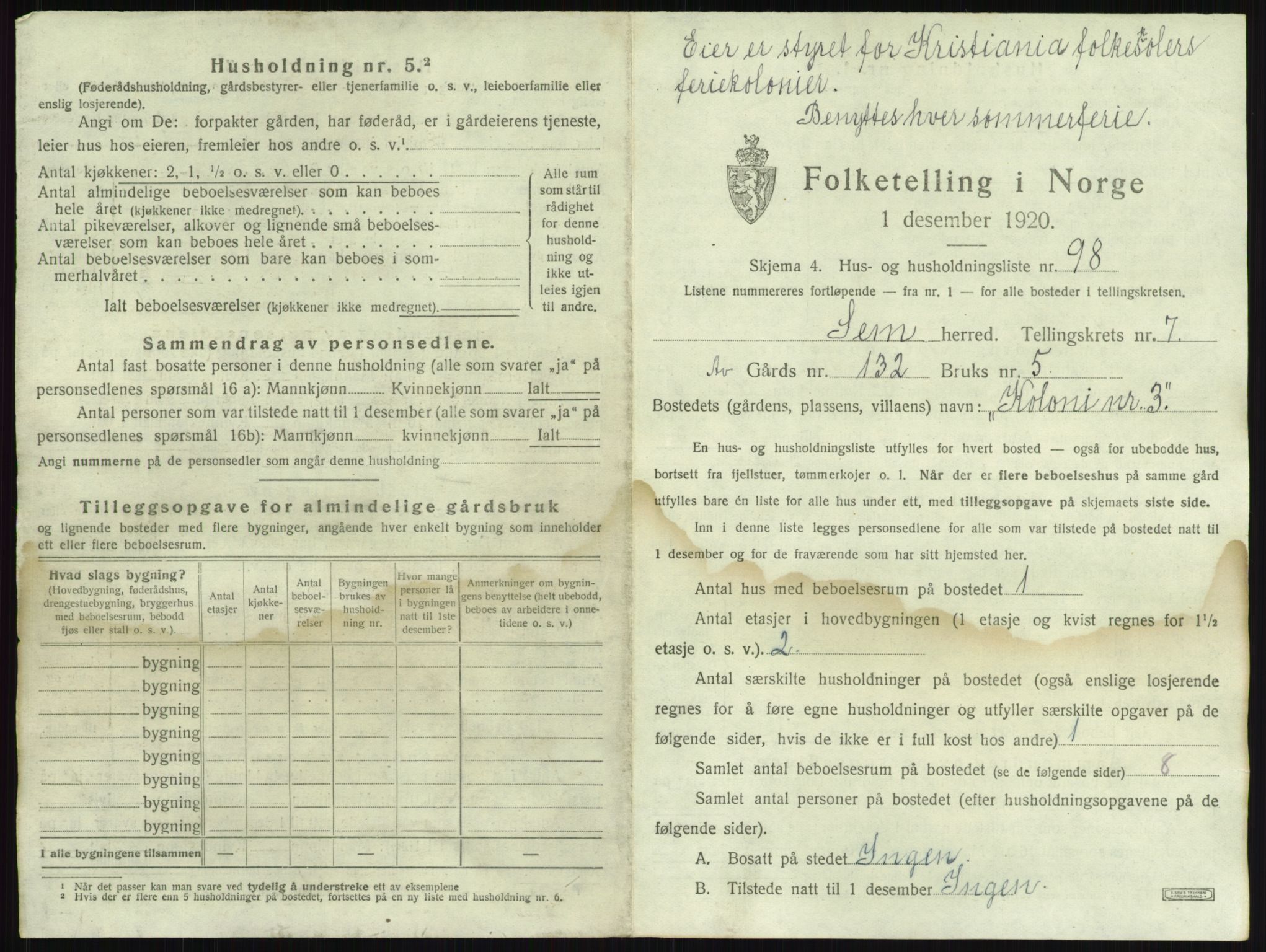 SAKO, 1920 census for Sem, 1920, p. 1648