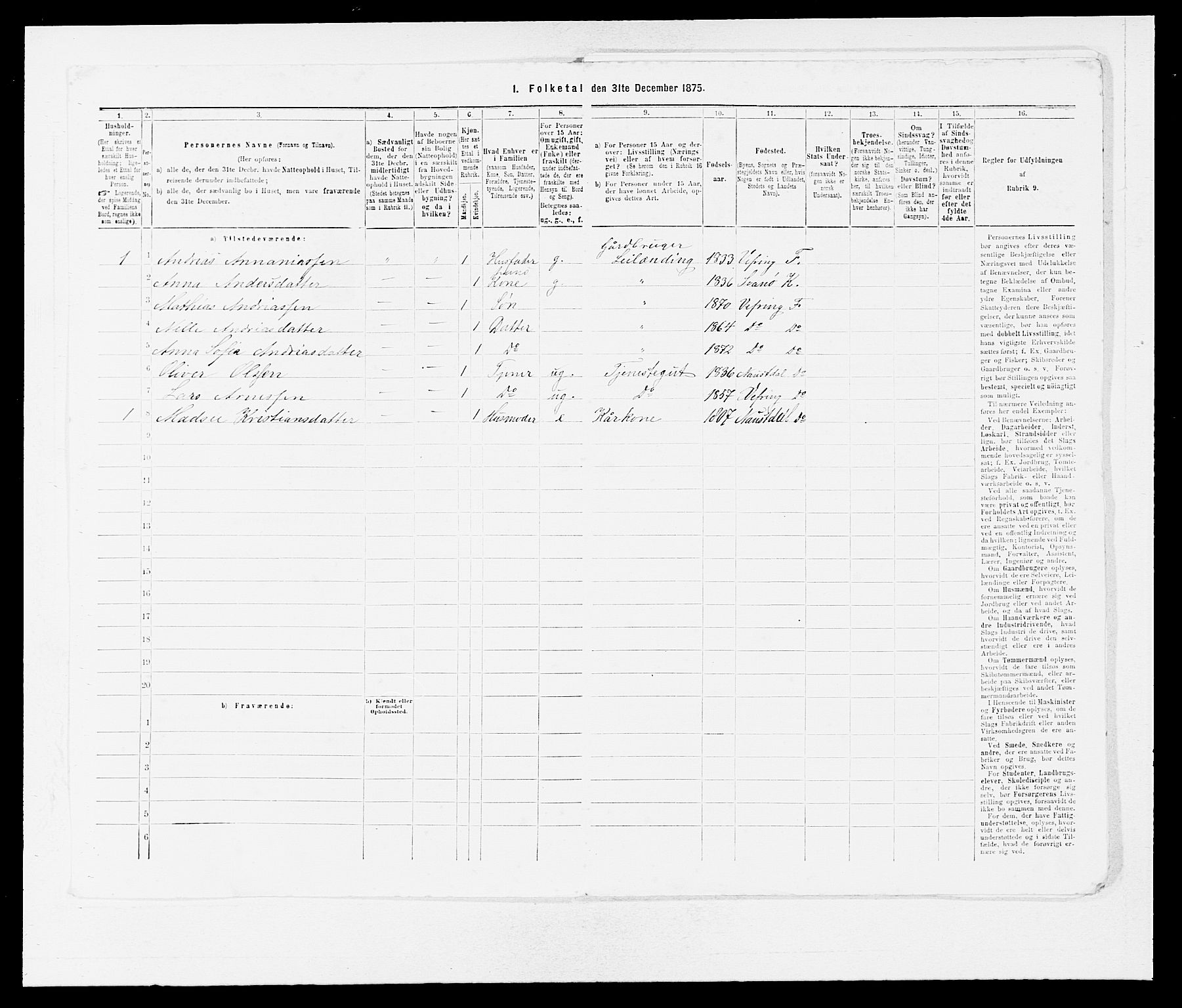 SAB, 1875 census for 1432P Førde, 1875, p. 1800