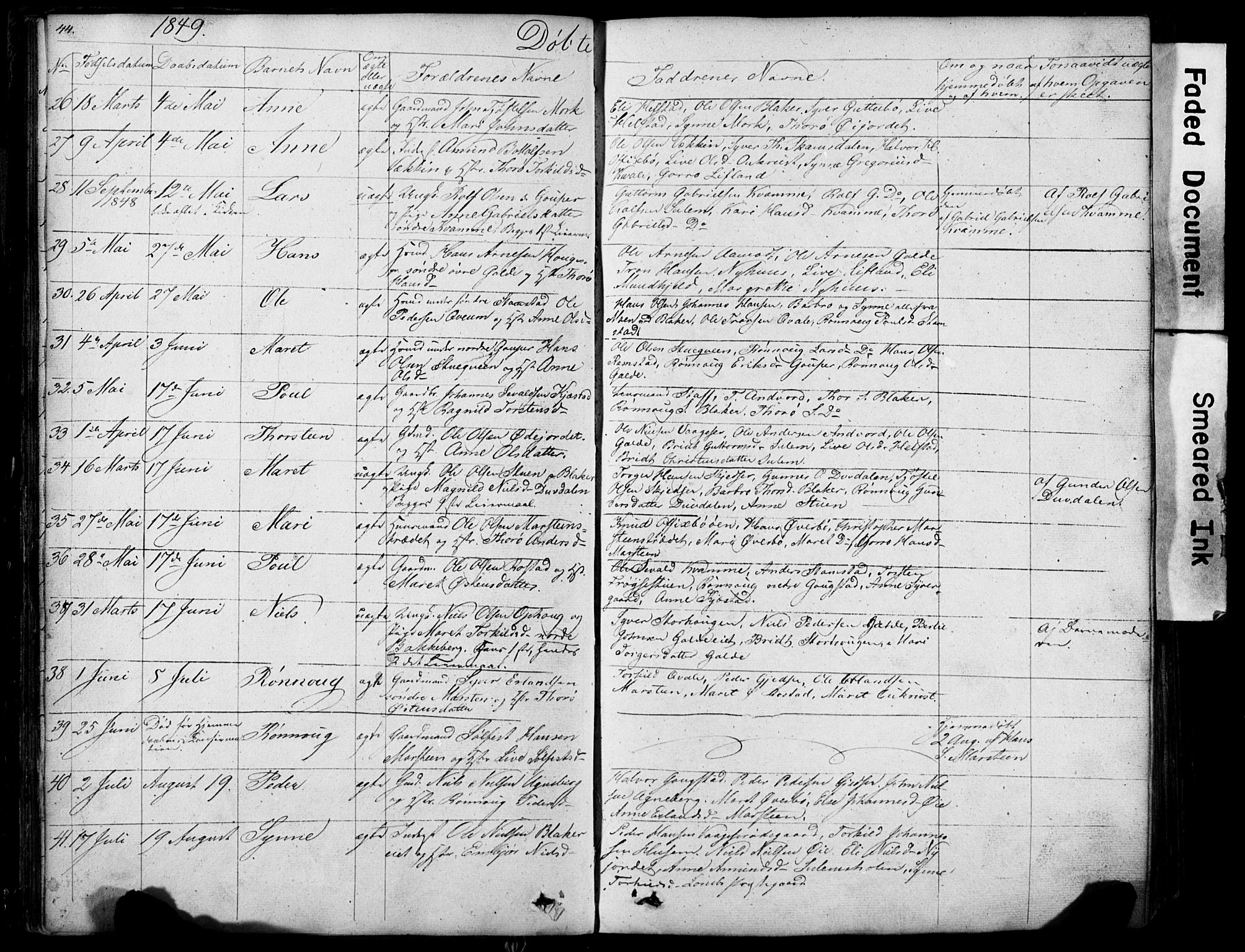 Lom prestekontor, AV/SAH-PREST-070/L/L0012: Parish register (copy) no. 12, 1845-1873, p. 44-45