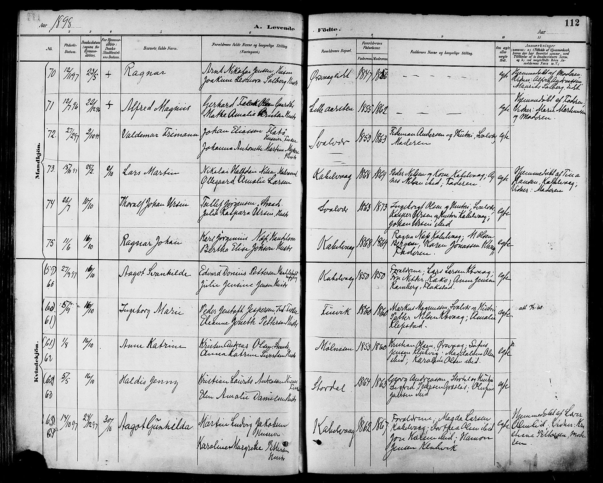 Ministerialprotokoller, klokkerbøker og fødselsregistre - Nordland, AV/SAT-A-1459/874/L1060: Parish register (official) no. 874A04, 1890-1899, p. 112