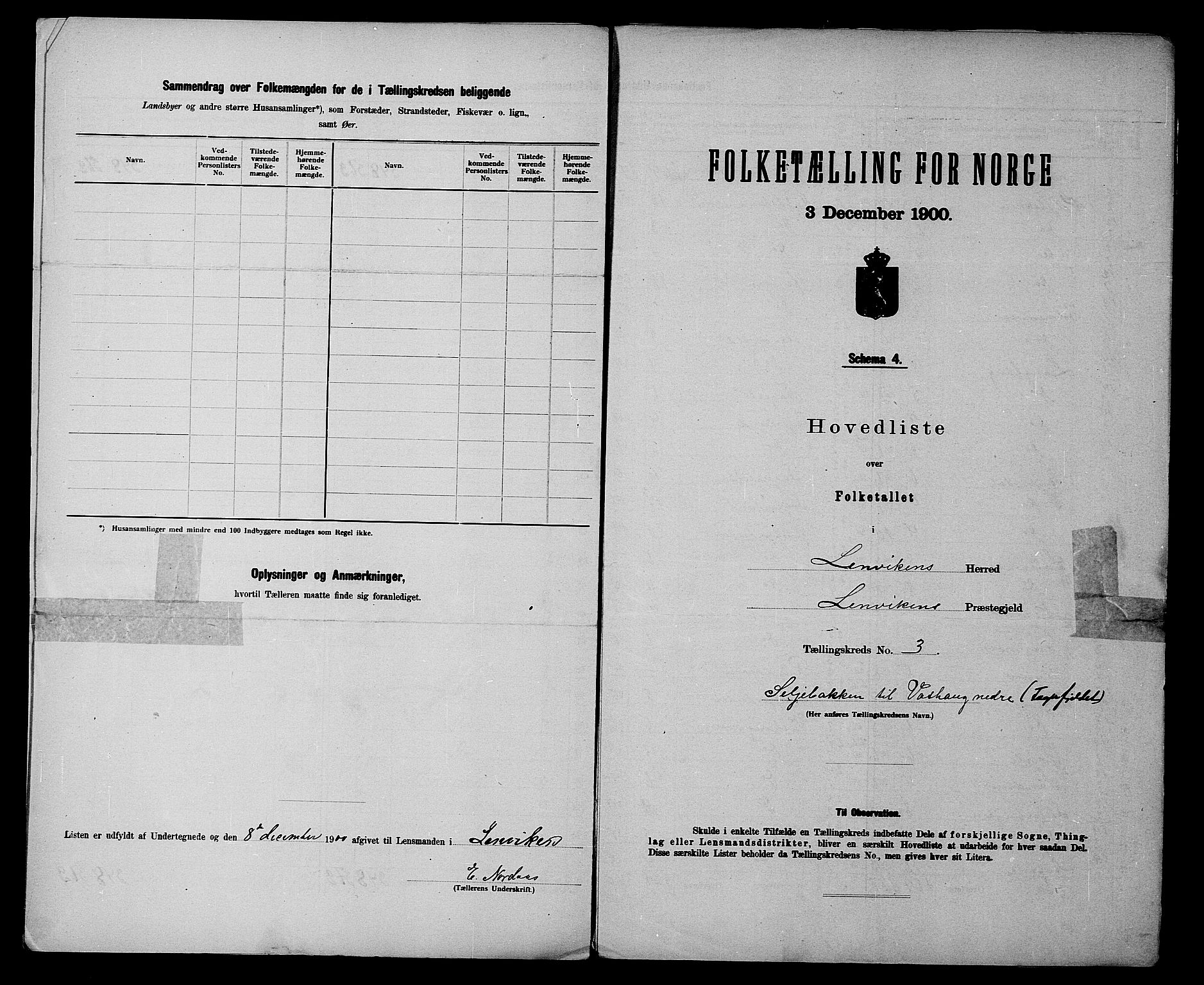 SATØ, 1900 census for Lenvik, 1900, p. 9