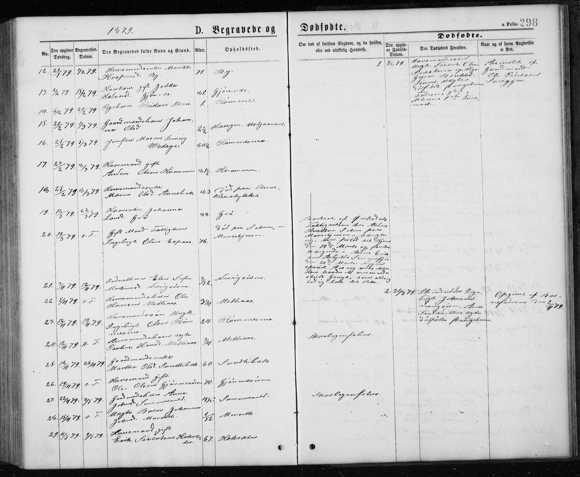 Ministerialprotokoller, klokkerbøker og fødselsregistre - Sør-Trøndelag, SAT/A-1456/668/L0817: Parish register (copy) no. 668C06, 1873-1884, p. 298
