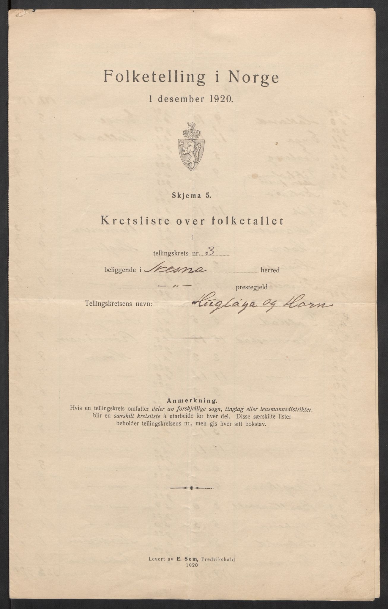 SAT, 1920 census for Nesna, 1920, p. 13