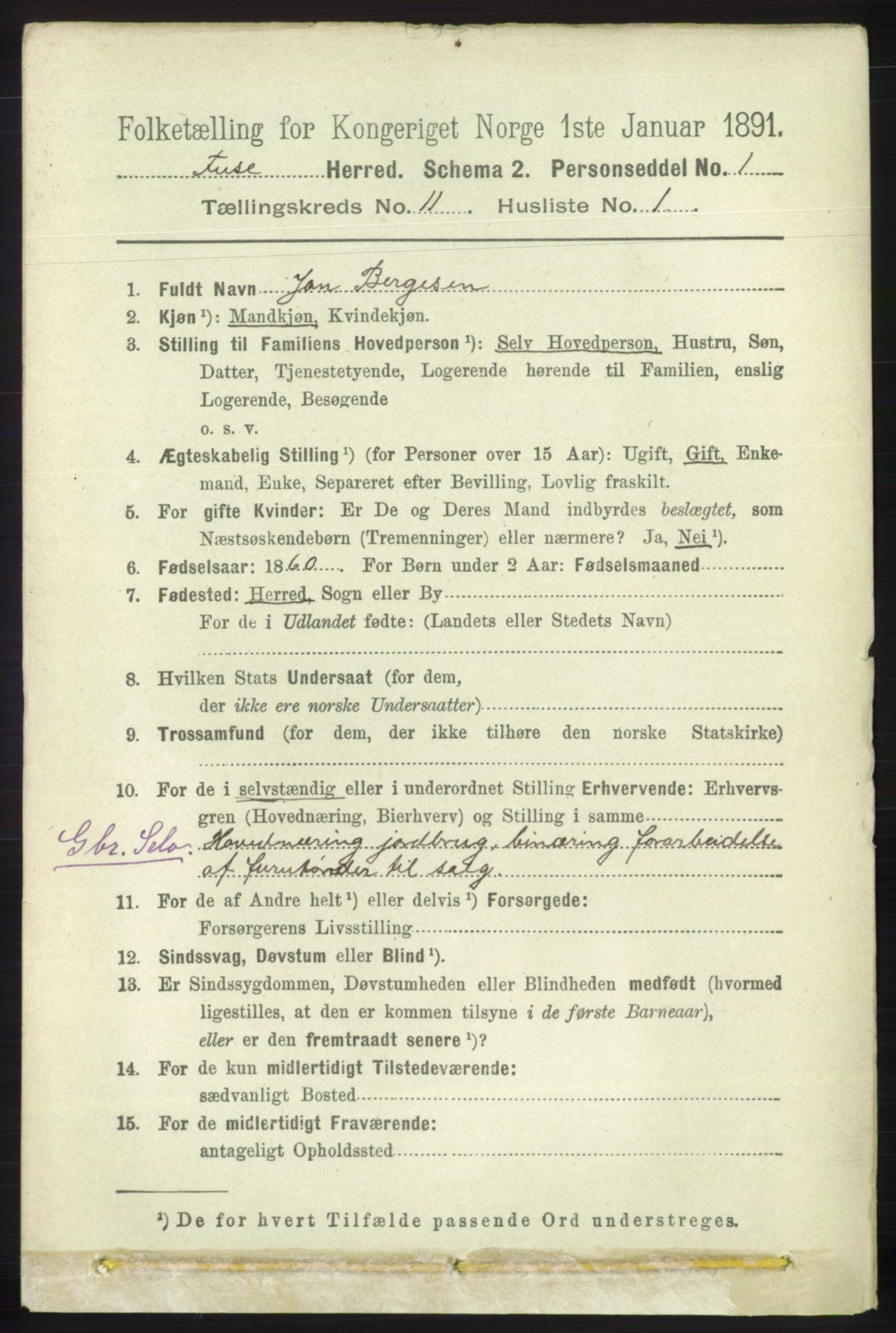 RA, 1891 census for 1241 Fusa, 1891, p. 2118