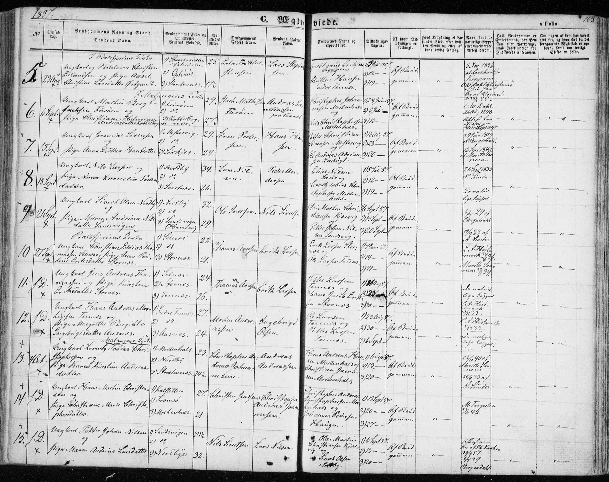 Balsfjord sokneprestembete, SATØ/S-1303/G/Ga/L0003kirke: Parish register (official) no. 3, 1856-1870, p. 163