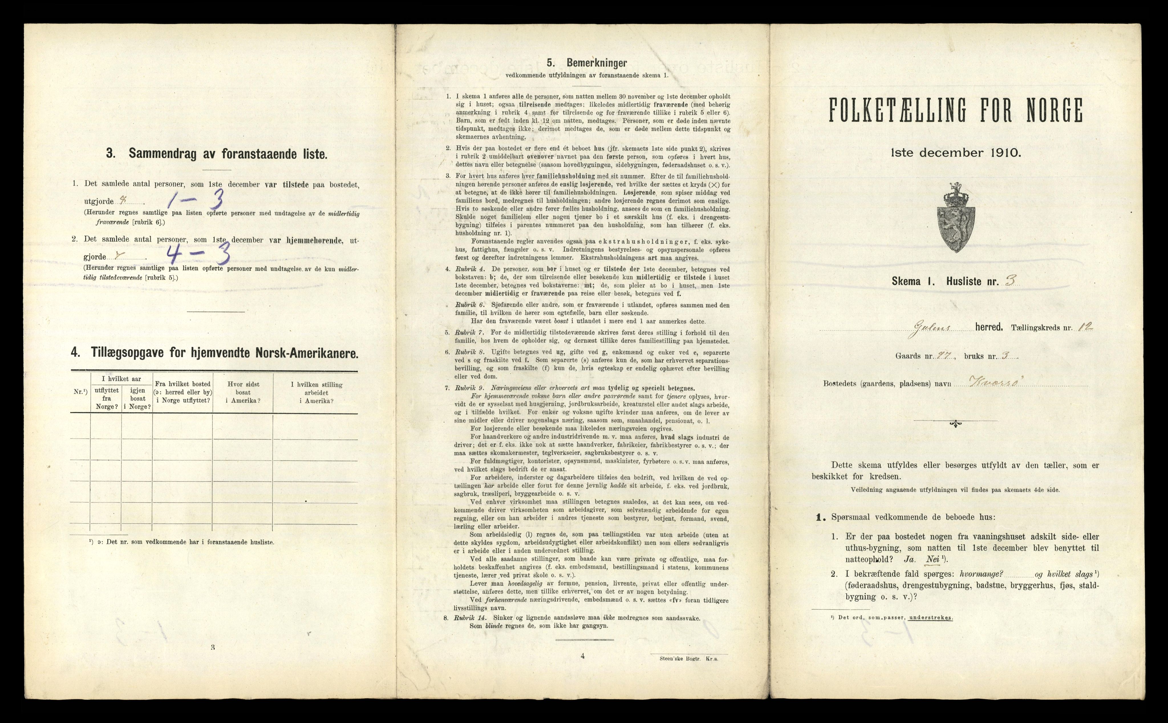 RA, 1910 census for Gulen, 1910, p. 1032