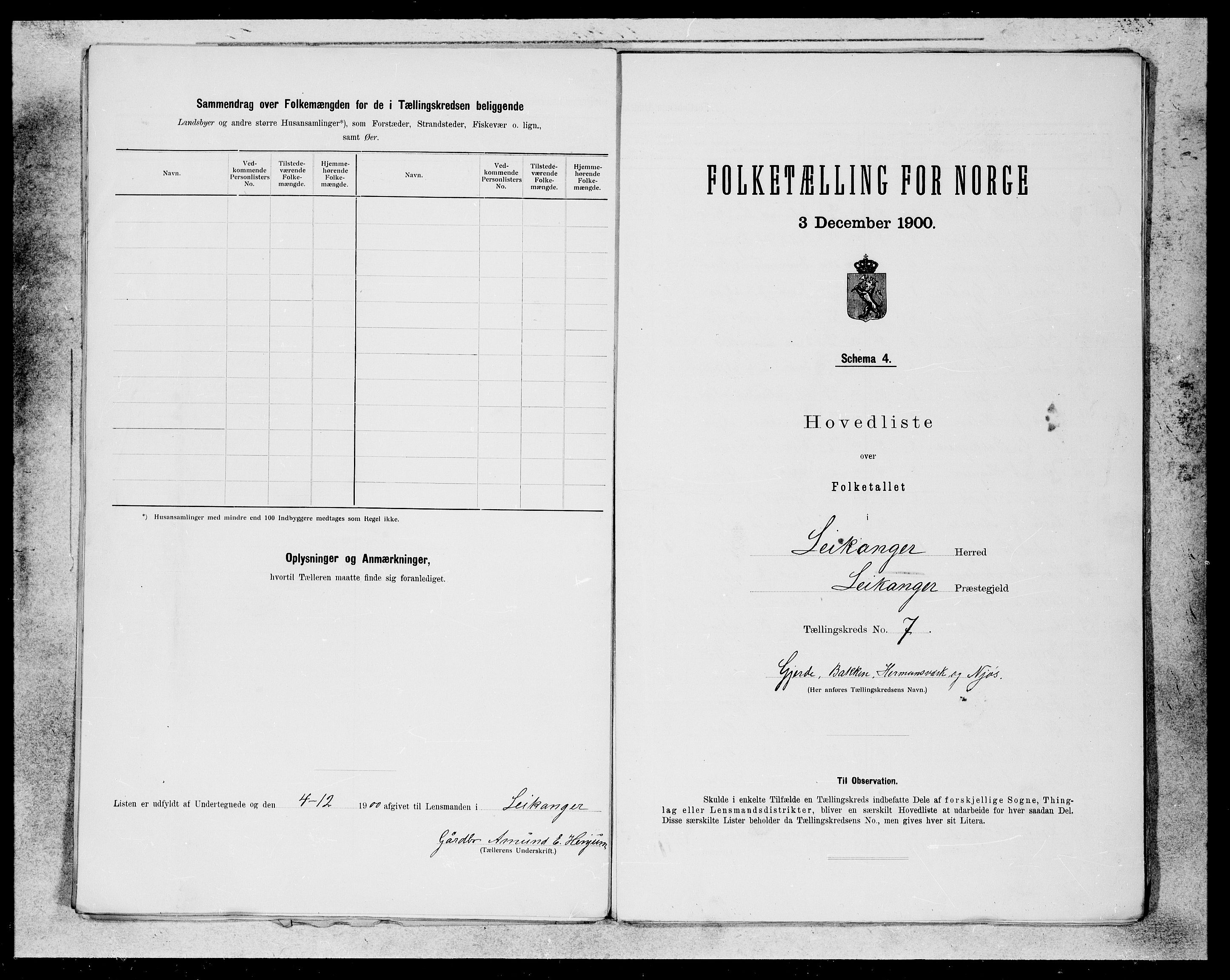 SAB, 1900 census for Leikanger, 1900, p. 13
