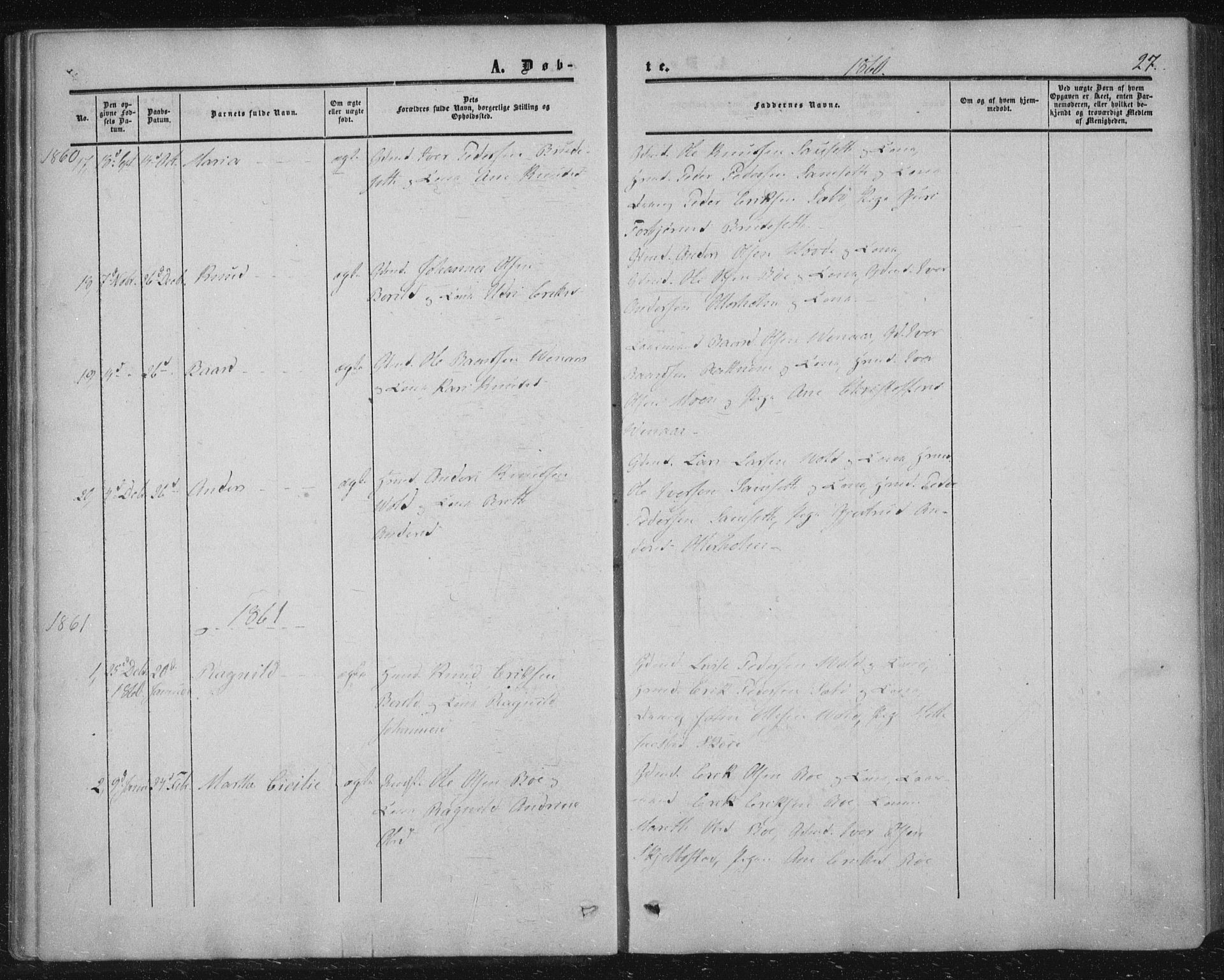 Ministerialprotokoller, klokkerbøker og fødselsregistre - Møre og Romsdal, AV/SAT-A-1454/543/L0562: Parish register (official) no. 543A02, 1854-1884, p. 27