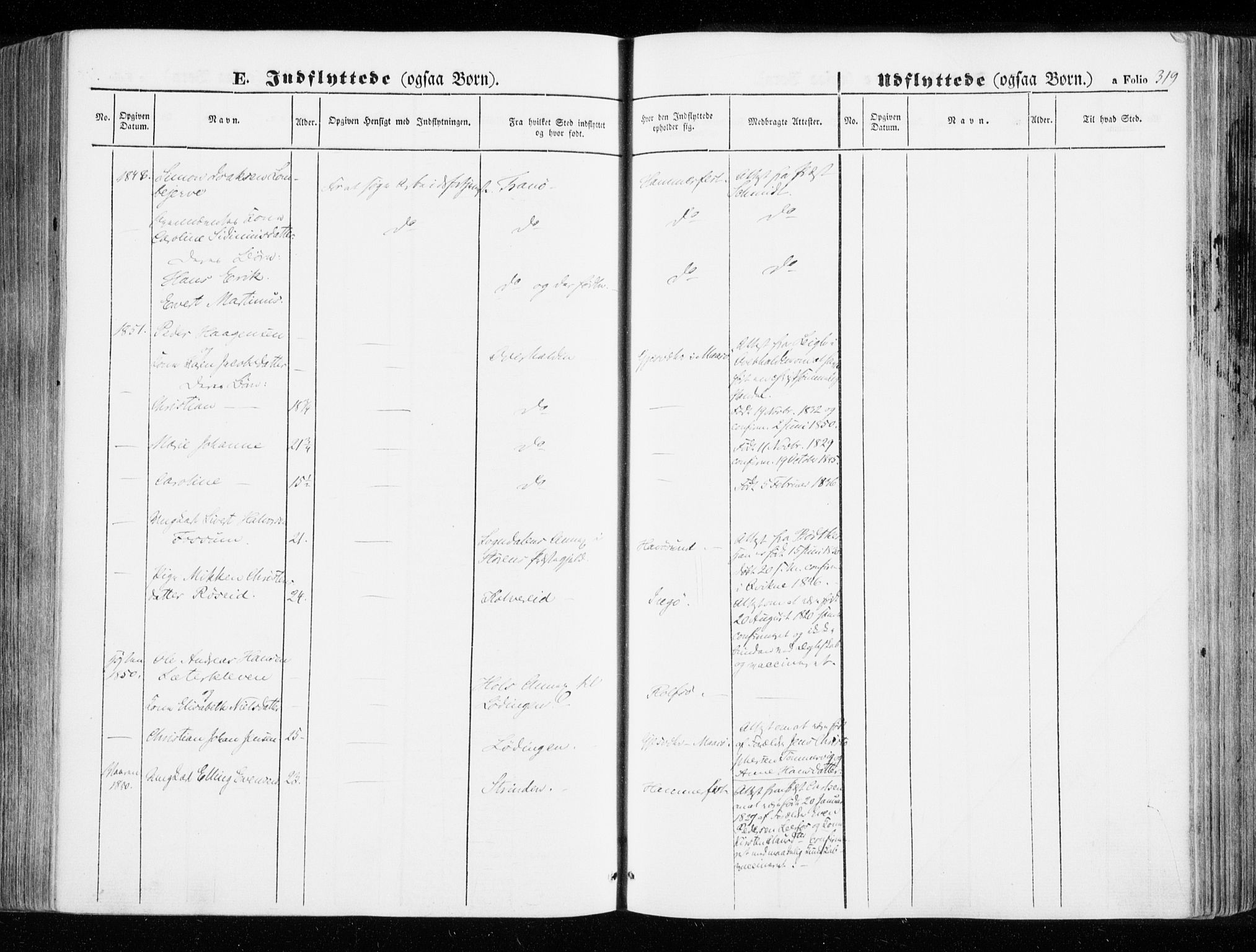 Hammerfest sokneprestkontor, SATØ/S-1347/H/Ha/L0004.kirke: Parish register (official) no. 4, 1843-1856, p. 319