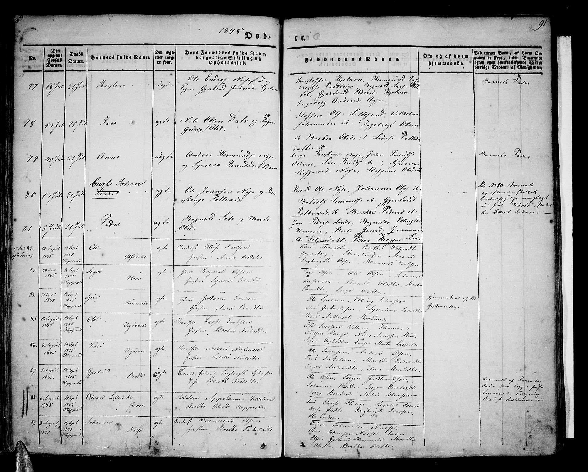 Vik sokneprestembete, SAB/A-81501: Parish register (official) no. A 7, 1831-1845, p. 91