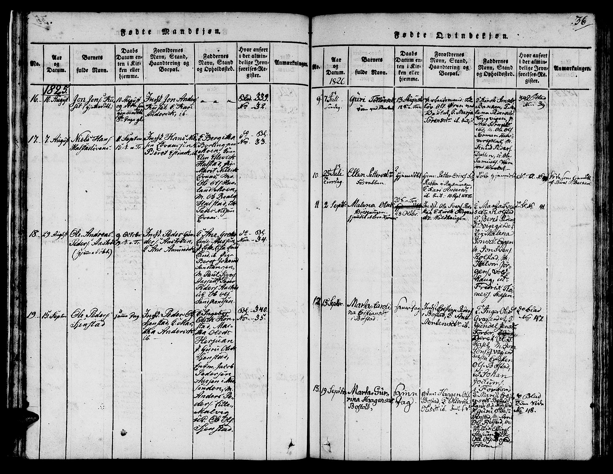 Ministerialprotokoller, klokkerbøker og fødselsregistre - Sør-Trøndelag, SAT/A-1456/616/L0420: Parish register (copy) no. 616C03, 1817-1835, p. 36